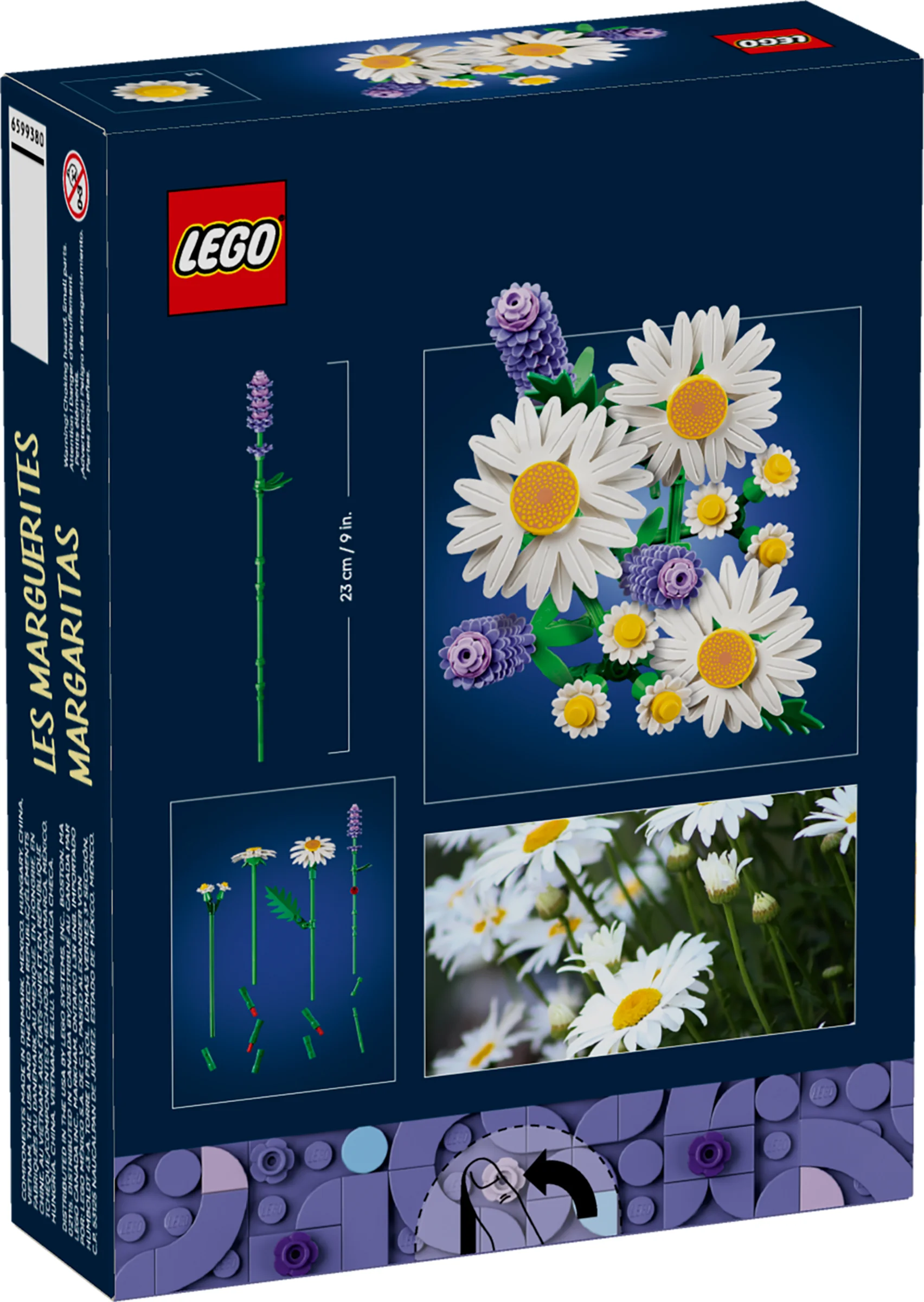 Cutie LEGO 11508 cu imagini detaliate ale mărgăritarelor și lavandei construite.