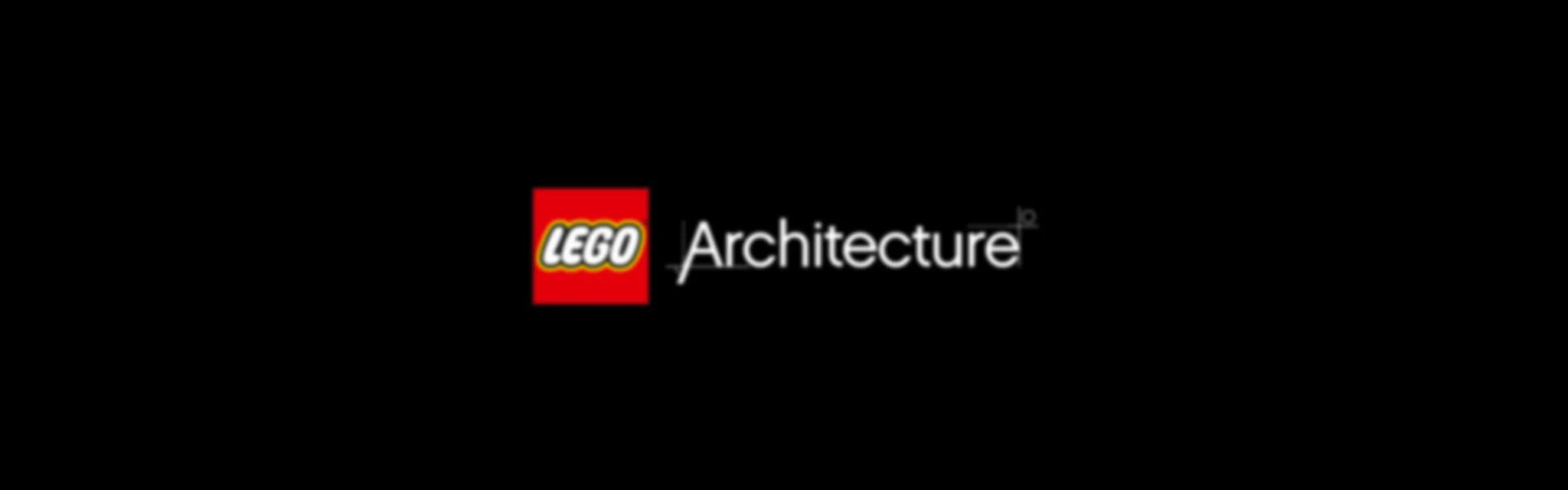 Logo-ul LEGO Architecture pe un fundal negru simplu. Un accent pe brand.