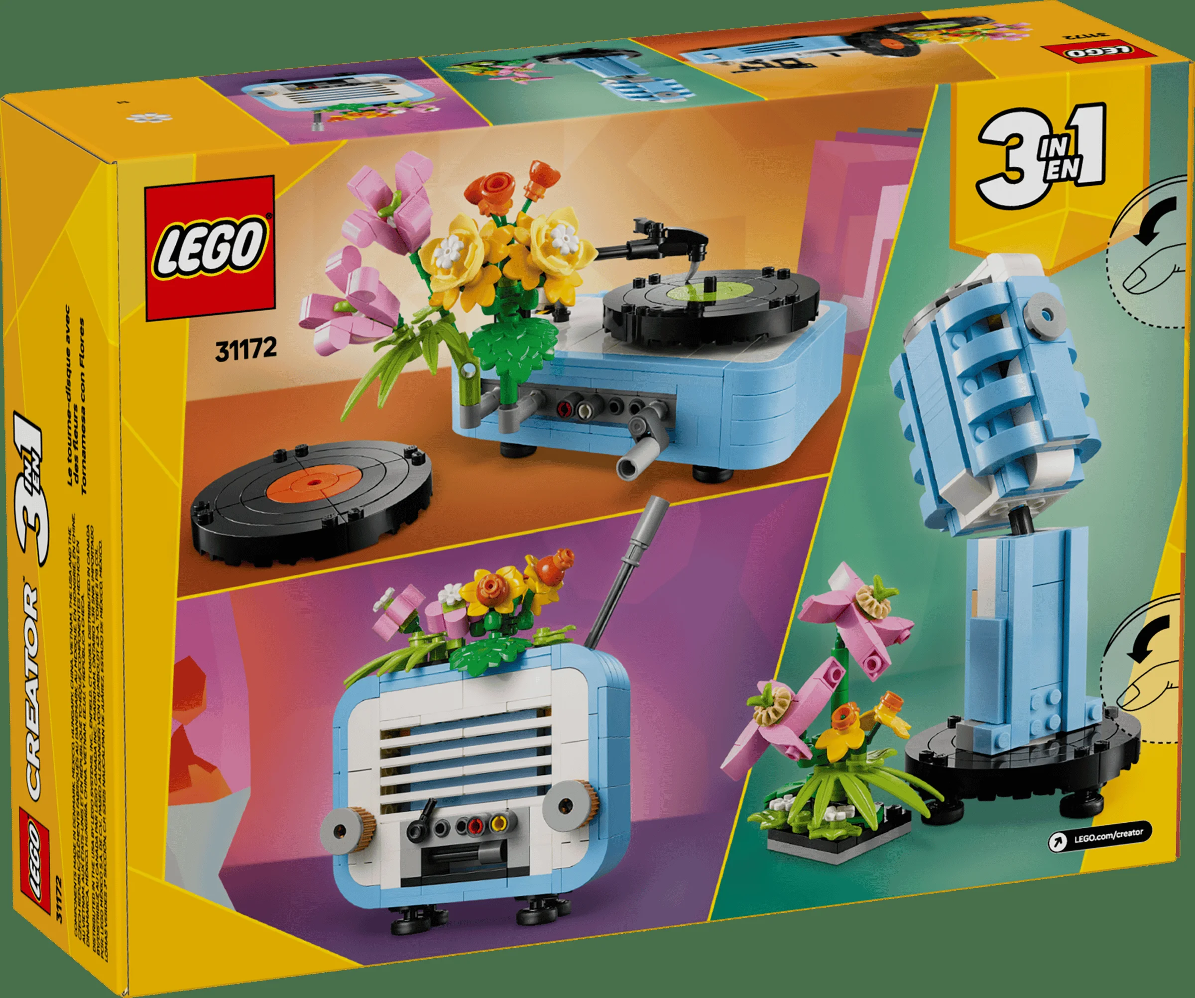 Cutia LEGO Creator 31172 prezintă trei modele alternative construite din același set de piese.