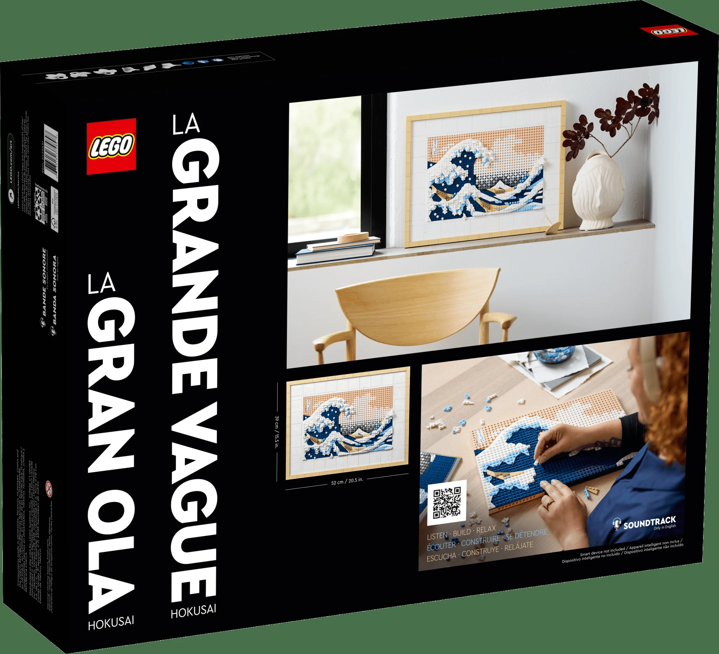Cutia setului LEGO Art 31208 prezintă modelul finit și detaliile construcției.
