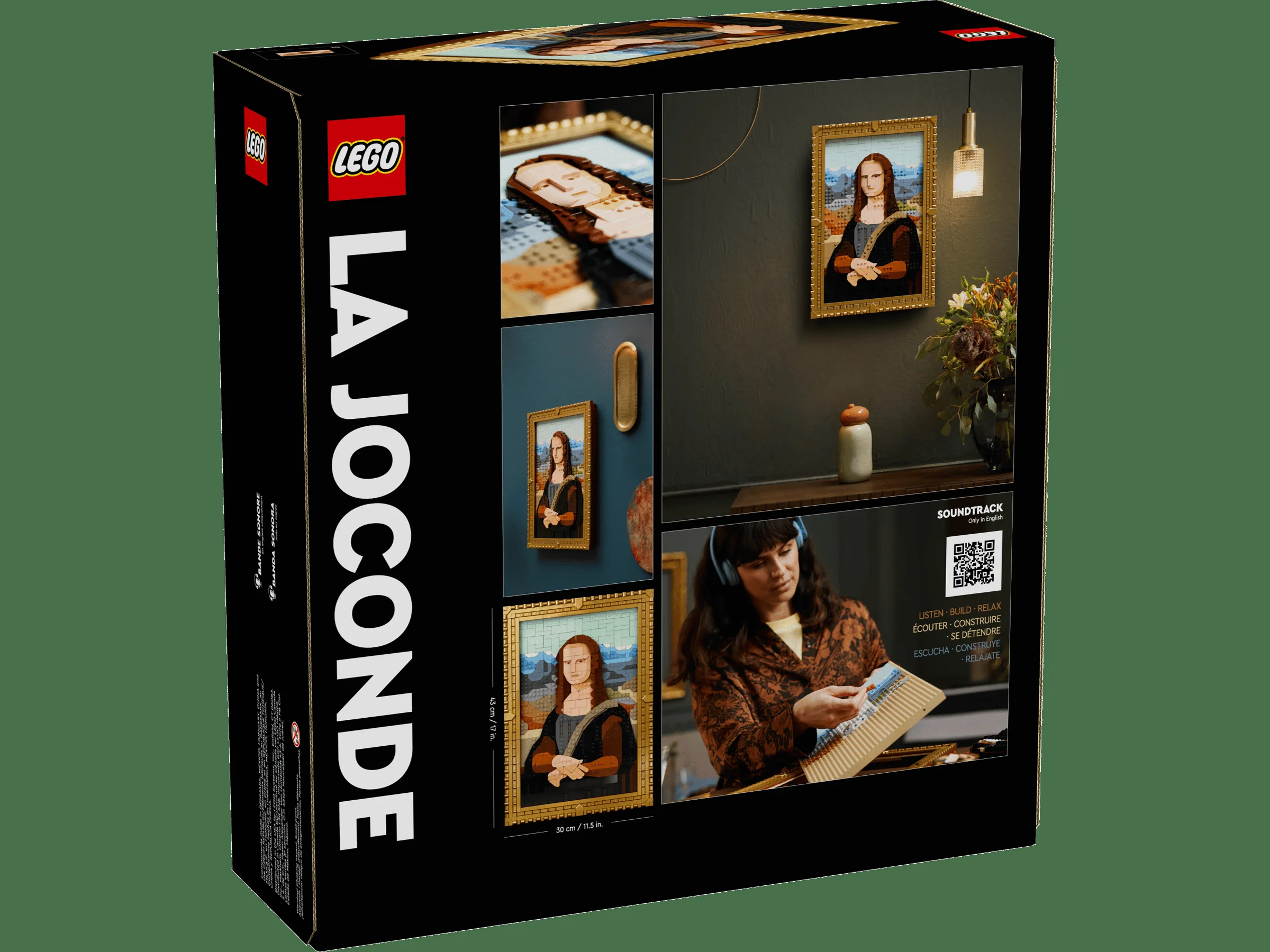 Cutia LEGO 31213 Mona Lisa prezintă modelul și o persoană construind. Artă iconică LEGO.