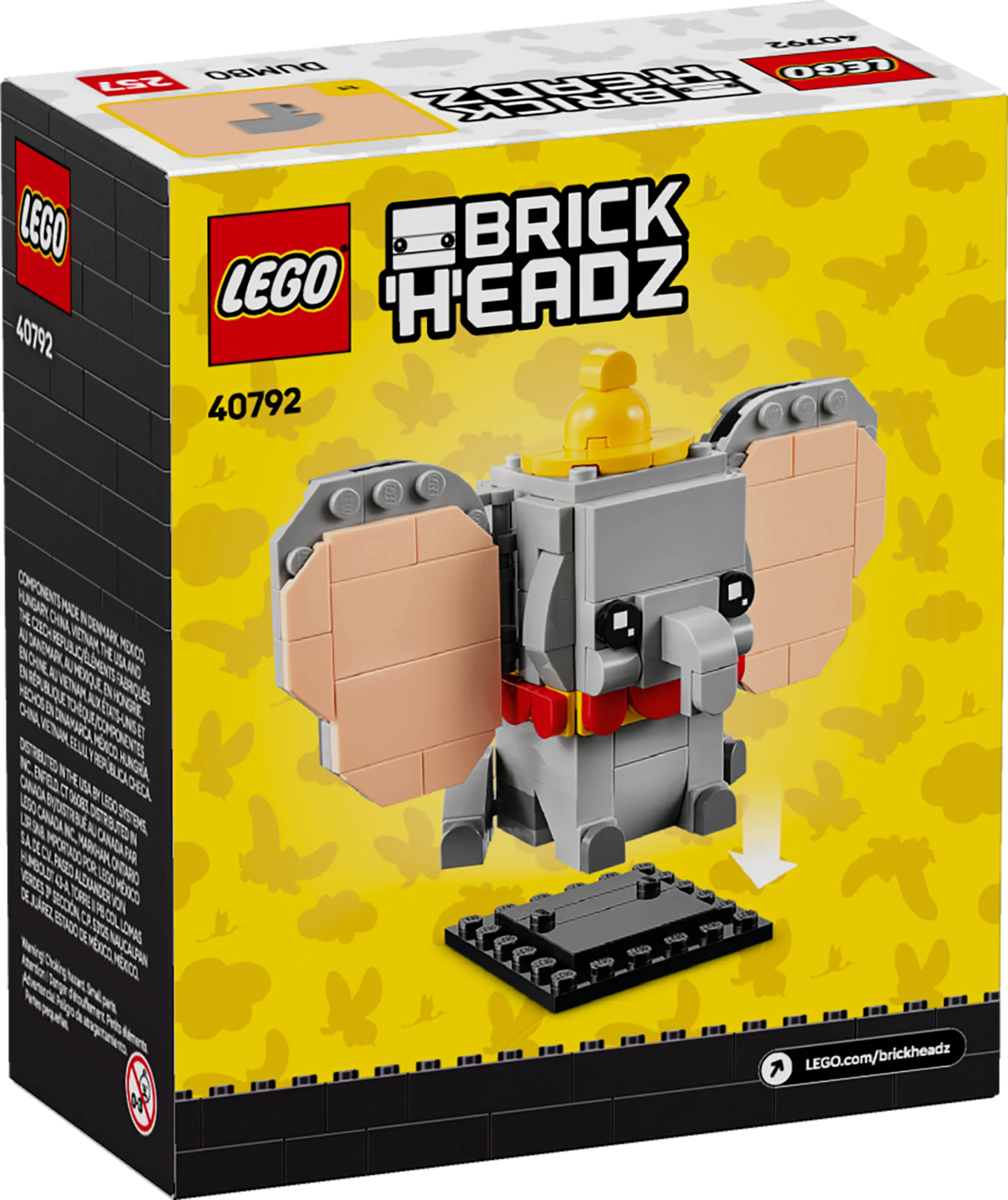 Cutia setului LEGO BrickHeadz 40792, cu Dumbo. Design atrăgător și detaliat.