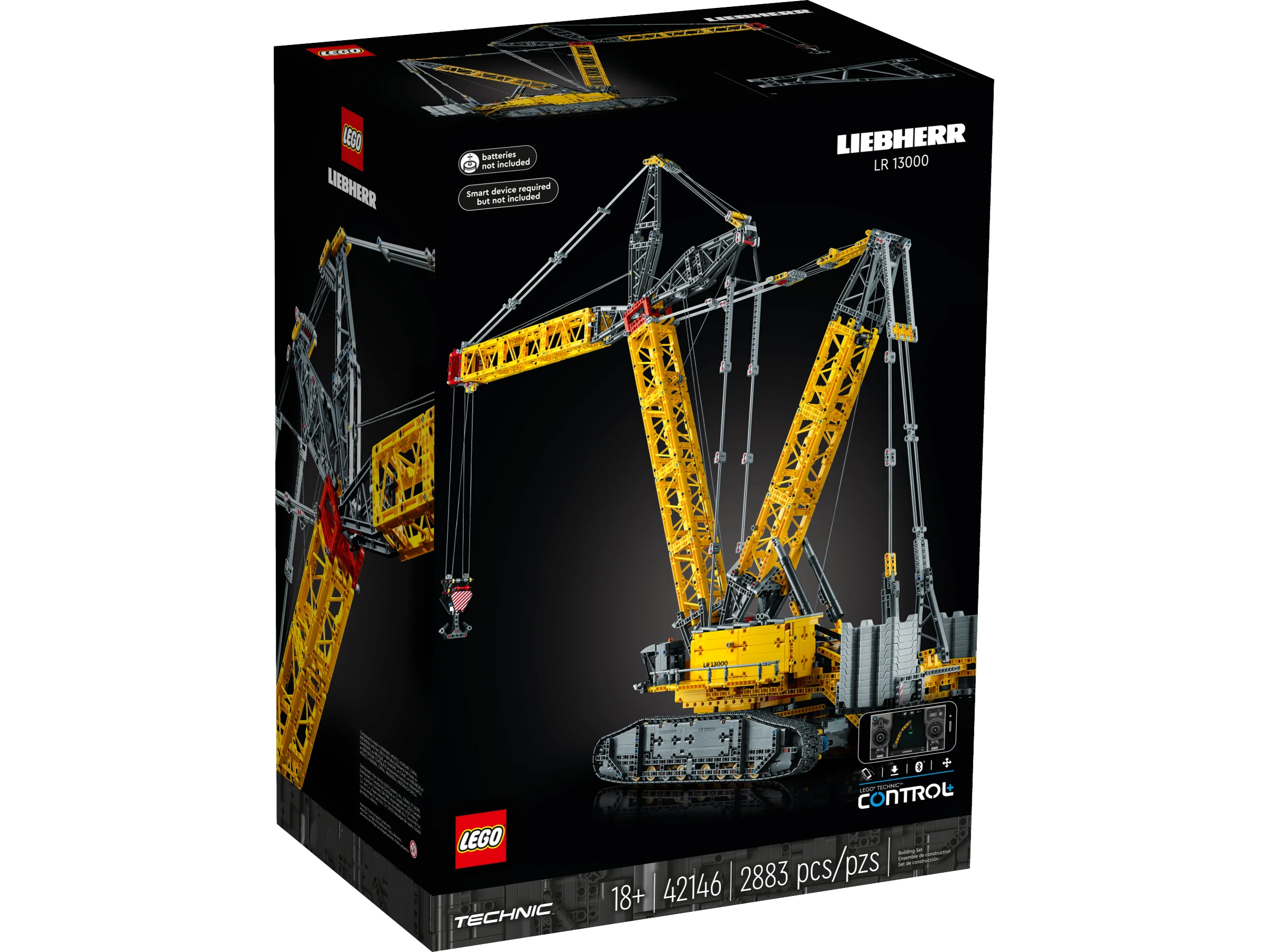 Cutia setului LEGO Technic 42146, cu modelul Liebherr Crawler Crane LR 13000.