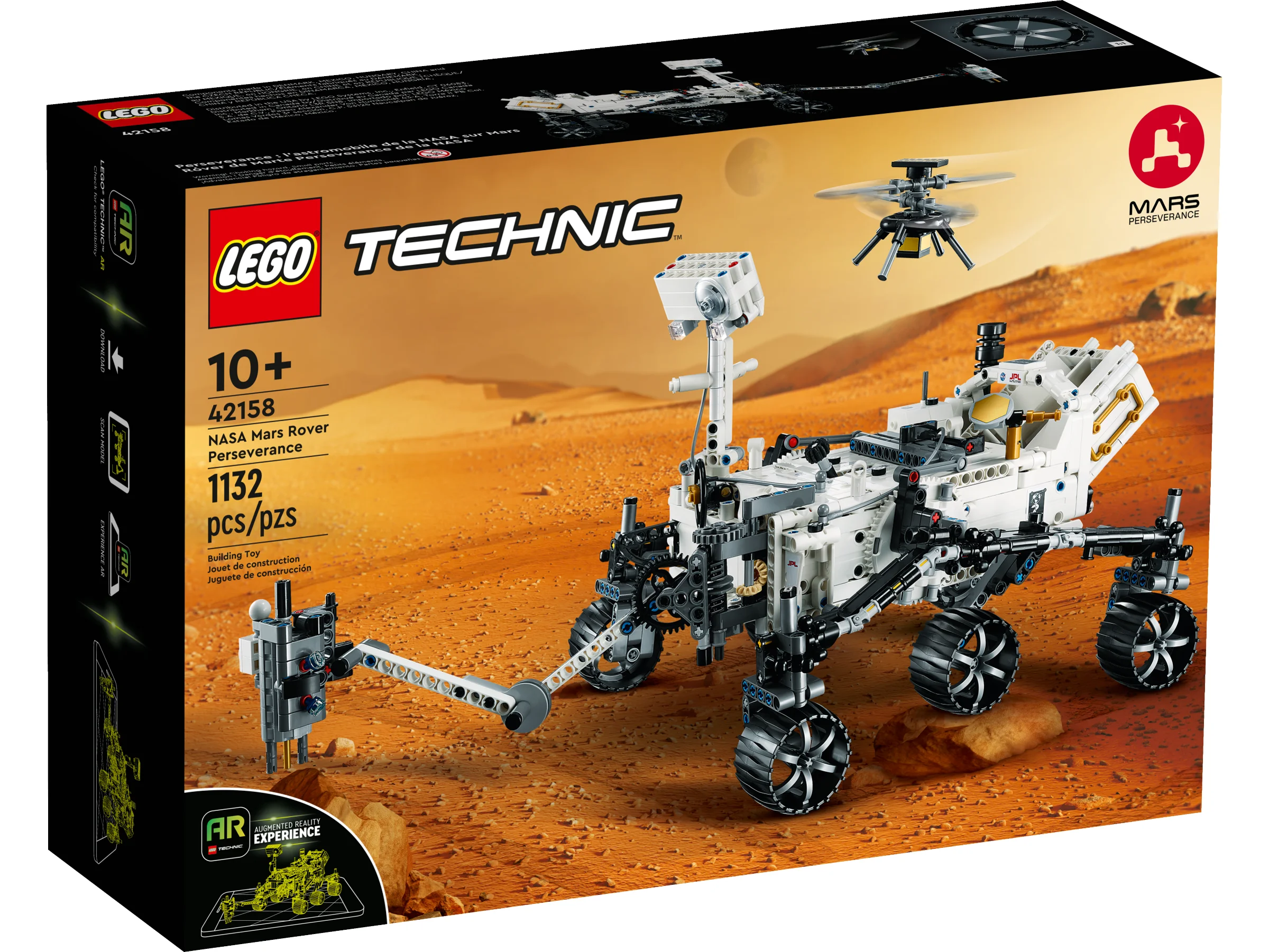Cutia setului LEGO Technic 42158 NASA Mars Rover Perseverance, prezentând roverul.