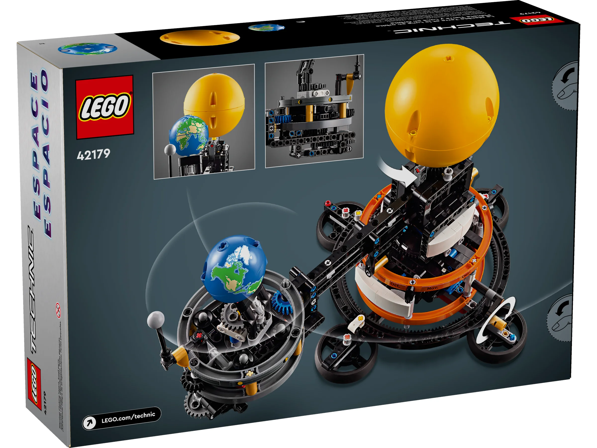 Cutia setului LEGO Technic 42179, cu imagini ale modelului asamblat.