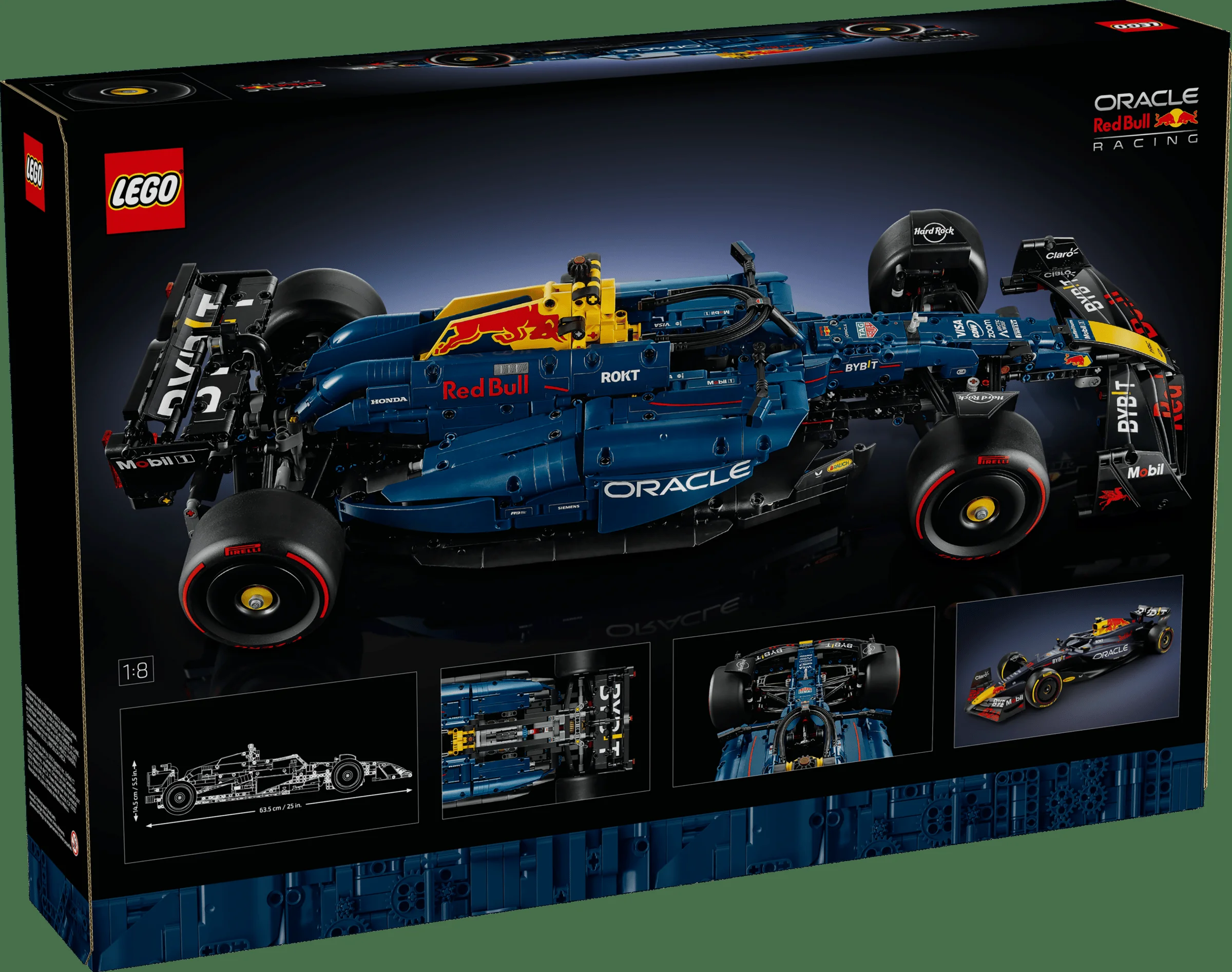 Cutia setului LEGO Technic 42206, Oracle Red Bull Racing RB20 F1 Car, detaliind modelul și specificațiile.