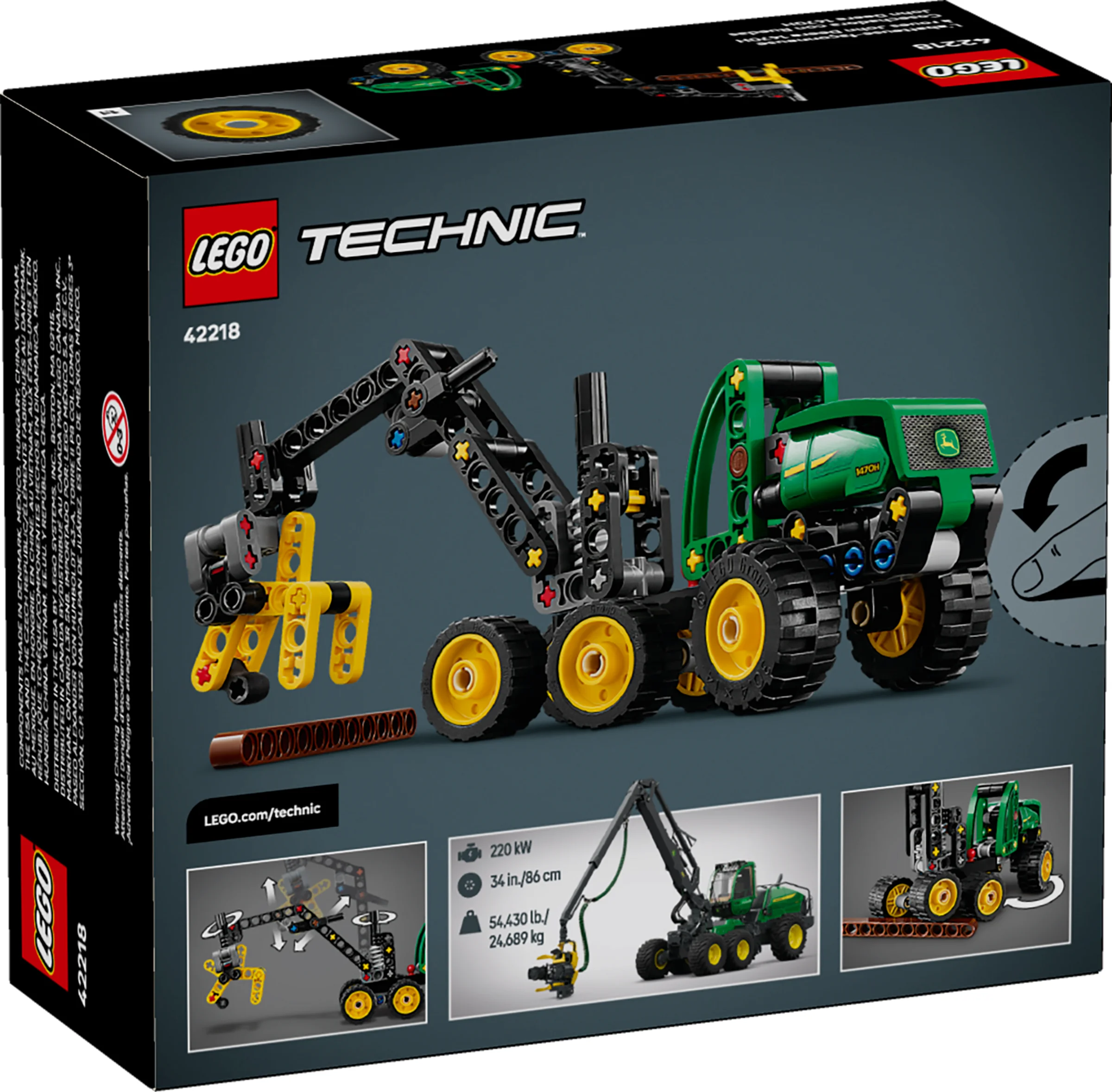 Cutia setului LEGO Technic 42218, cu modelul John Deere 1670H prezentat.
