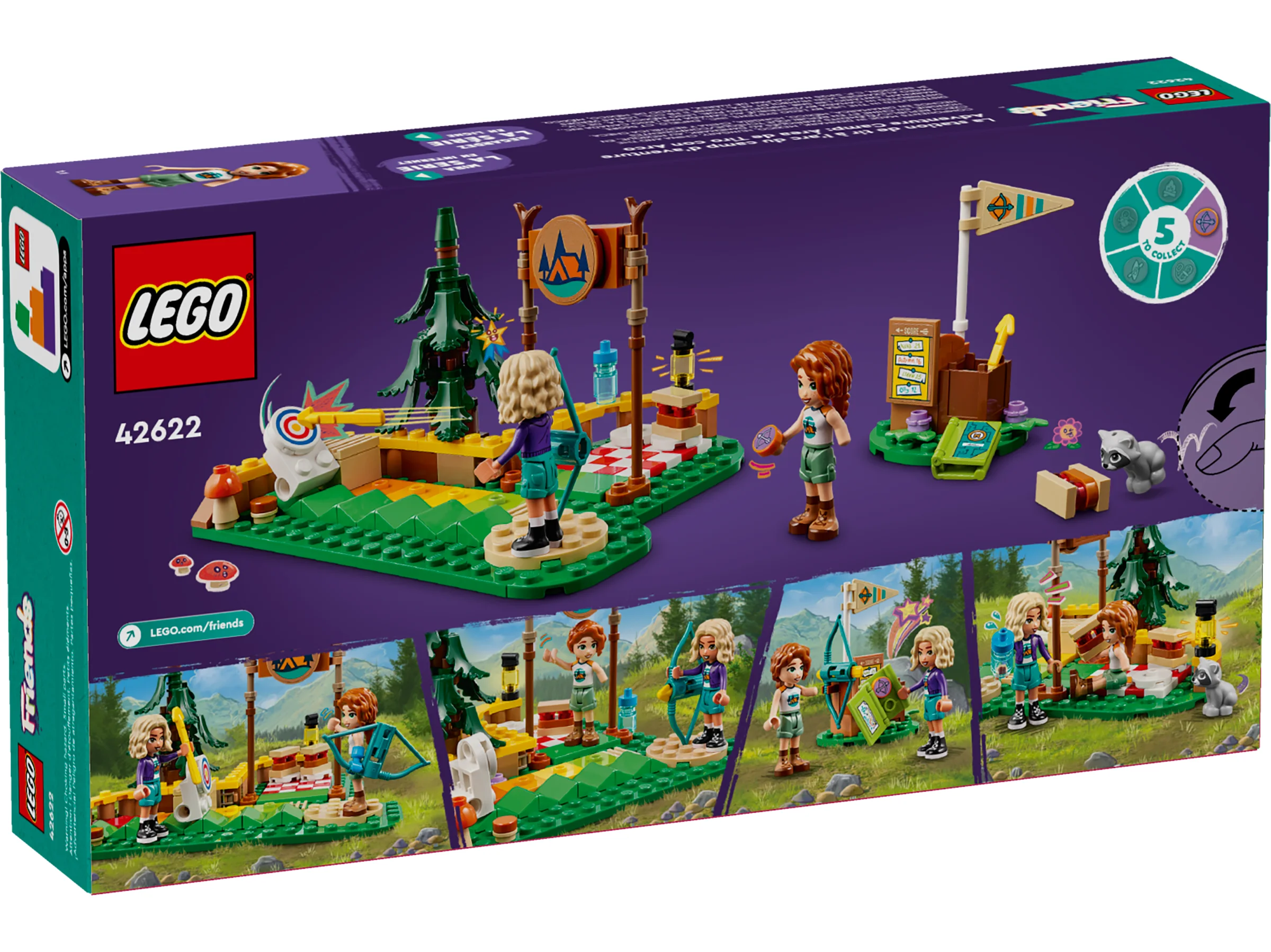 Imagine cu spatele cutiei setului LEGO 42622, arătând modelul finalizat și mini-scene.