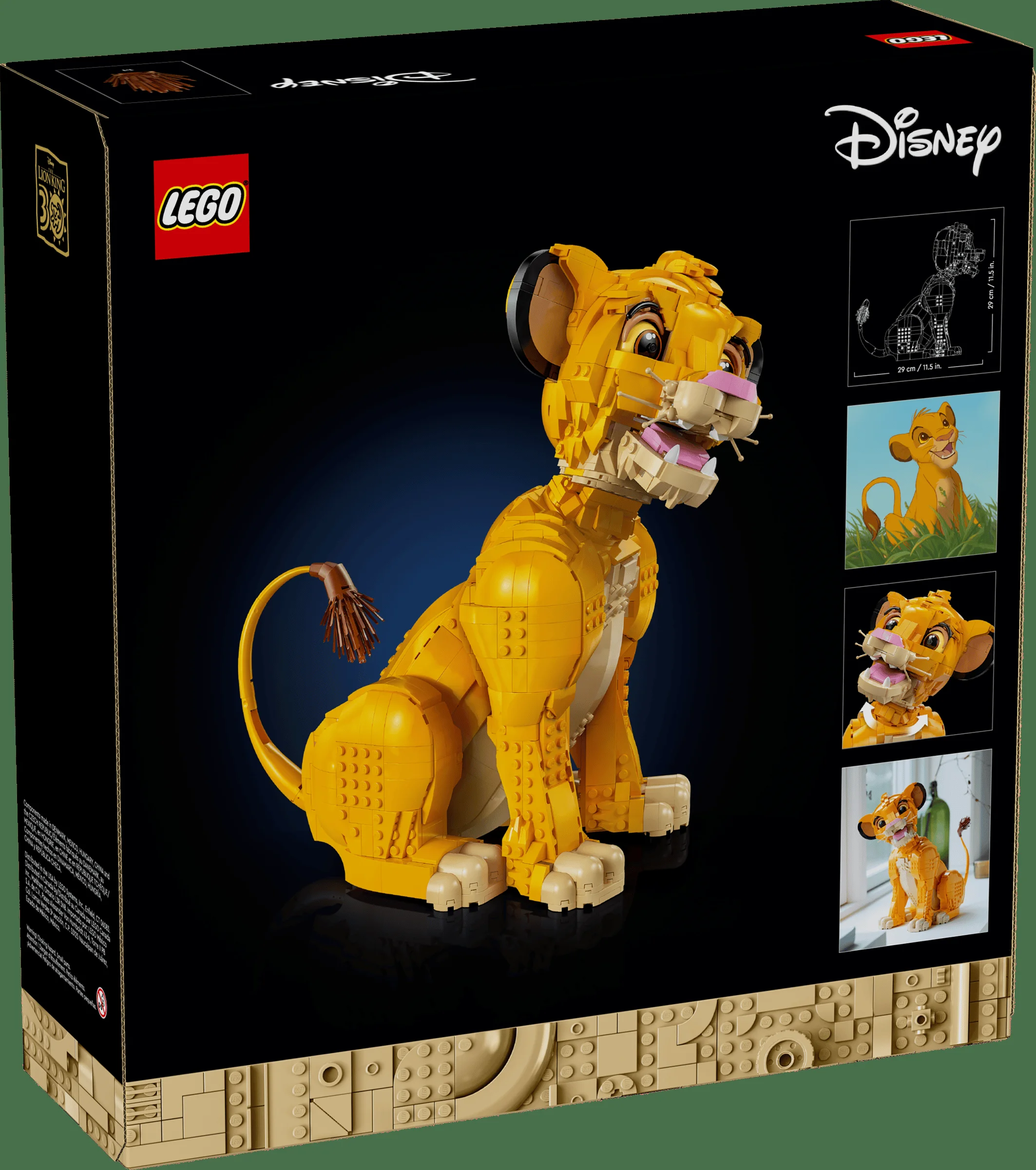 Cutia LEGO 43247 cu Simba tânăr din Regele Leu, ediție aniversară 30 de ani.