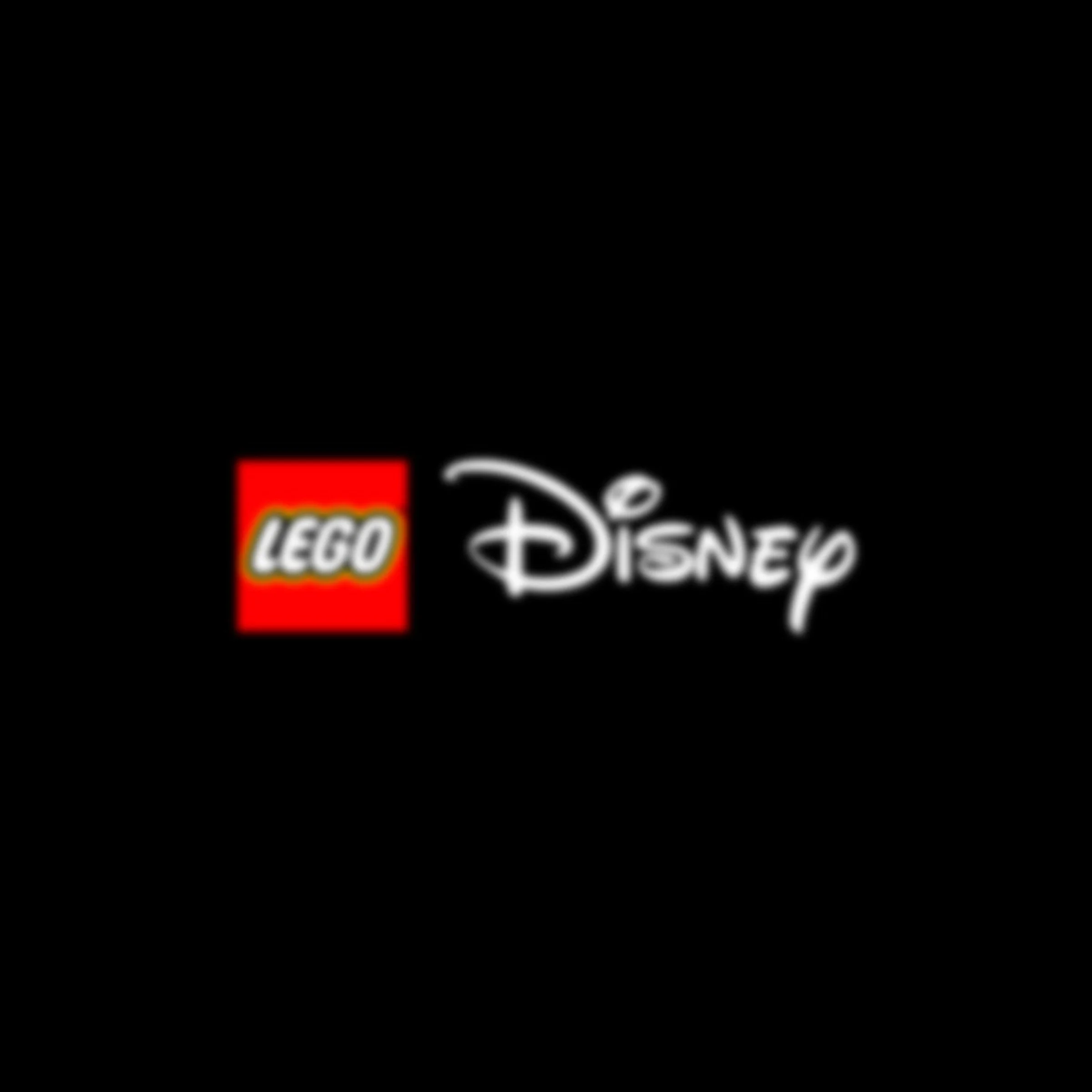 Logo-urile LEGO și Disney prezentate pe fundal negru.