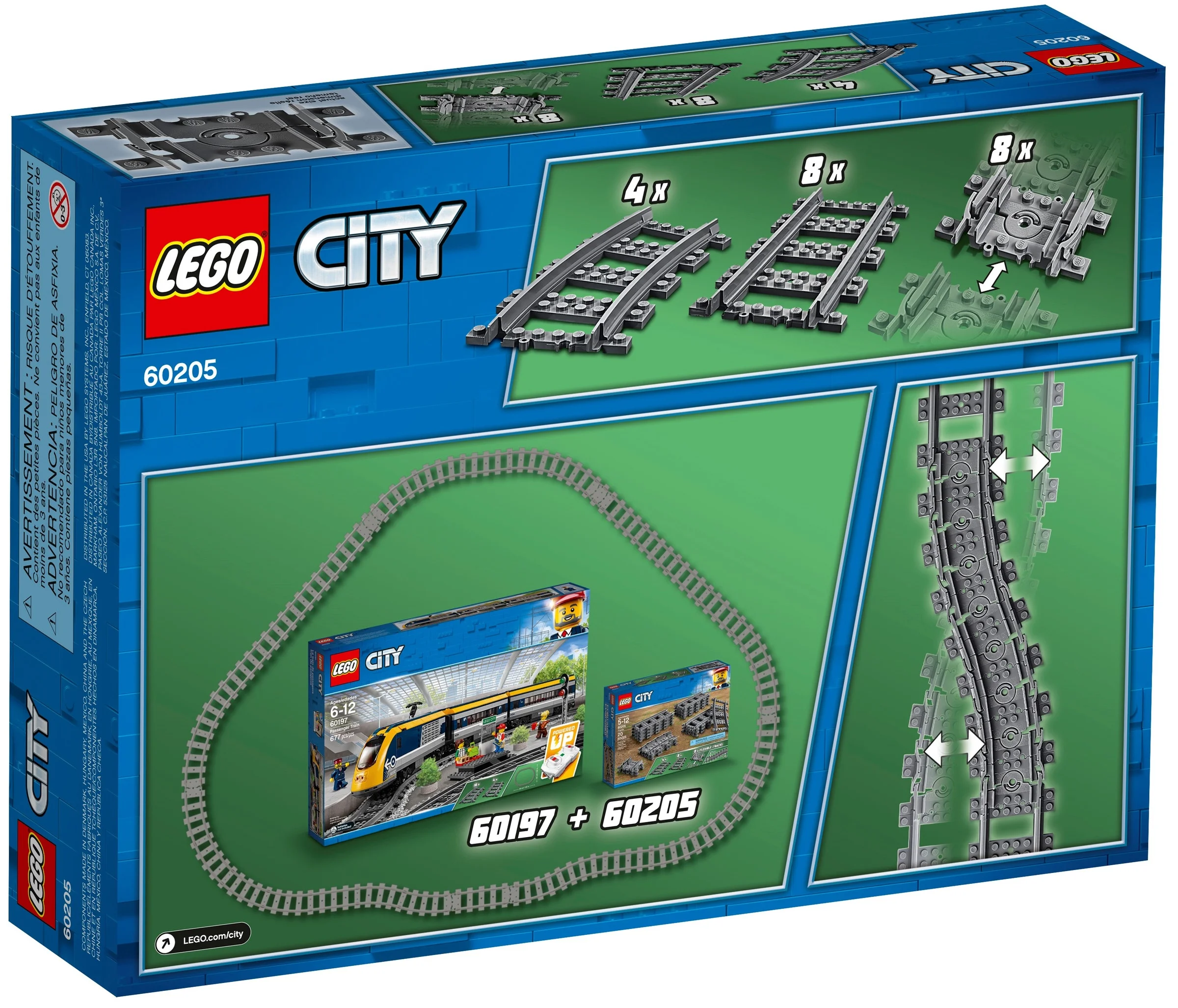 Cutie LEGO City 60205 cu șine de tren, o extensie versatilă. Adaugă mai multă distracție la jocurile tale!