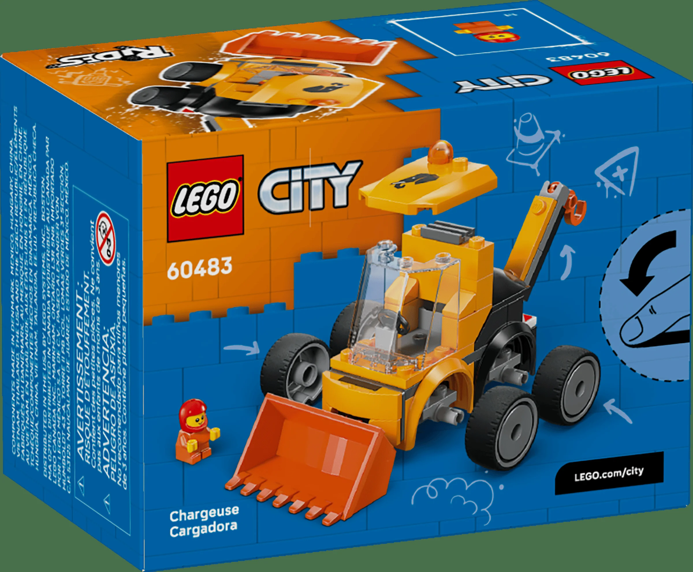 Imagine cu cutia setului LEGO City 60483, Loader. Include încărcătorul și o minifigurină.