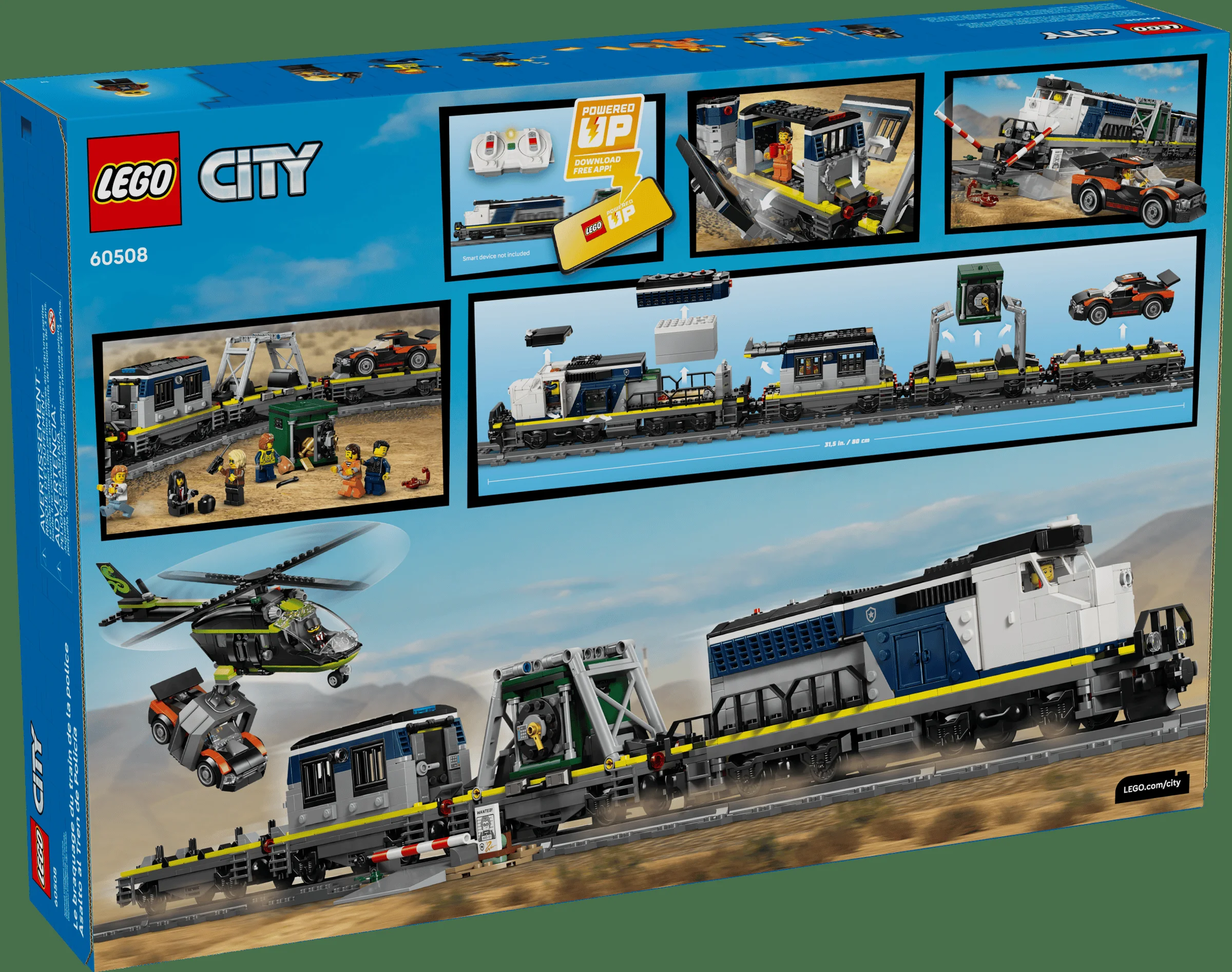 Imagine cu spatele cutiei setului LEGO City 60508, arătând modelul și funcțiile sale.