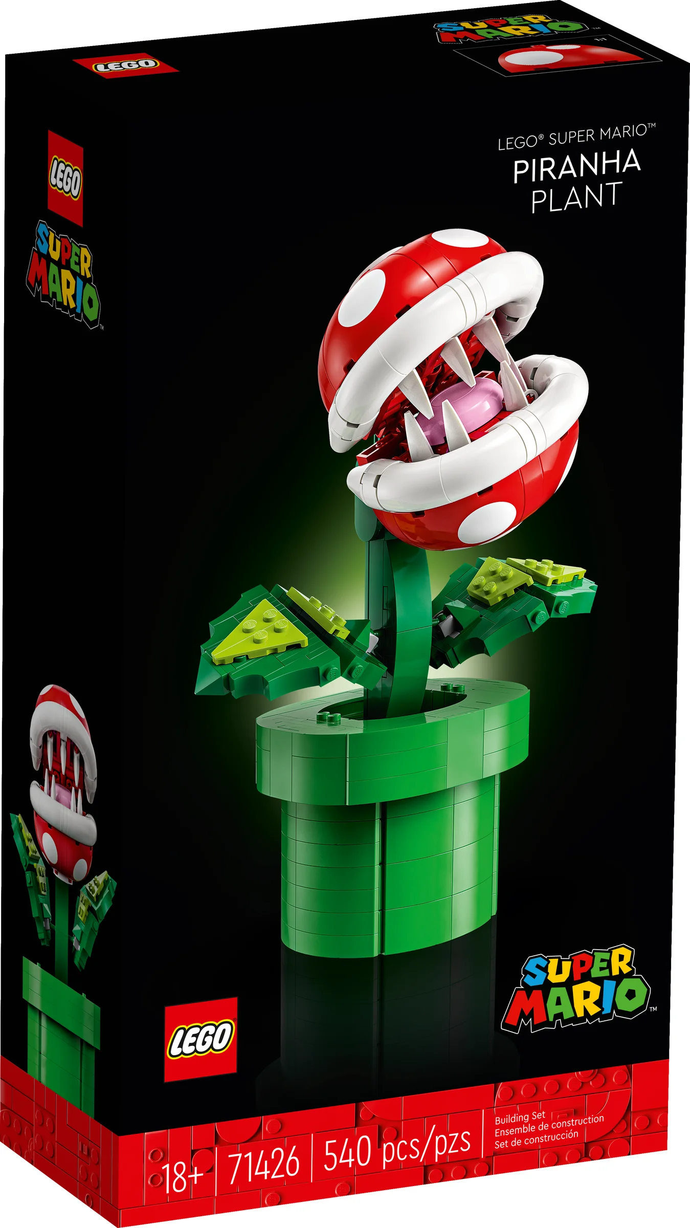 Cutia LEGO 71426 cu modelul plantei Piranha din Super Mario. Distractiv și decorativ.