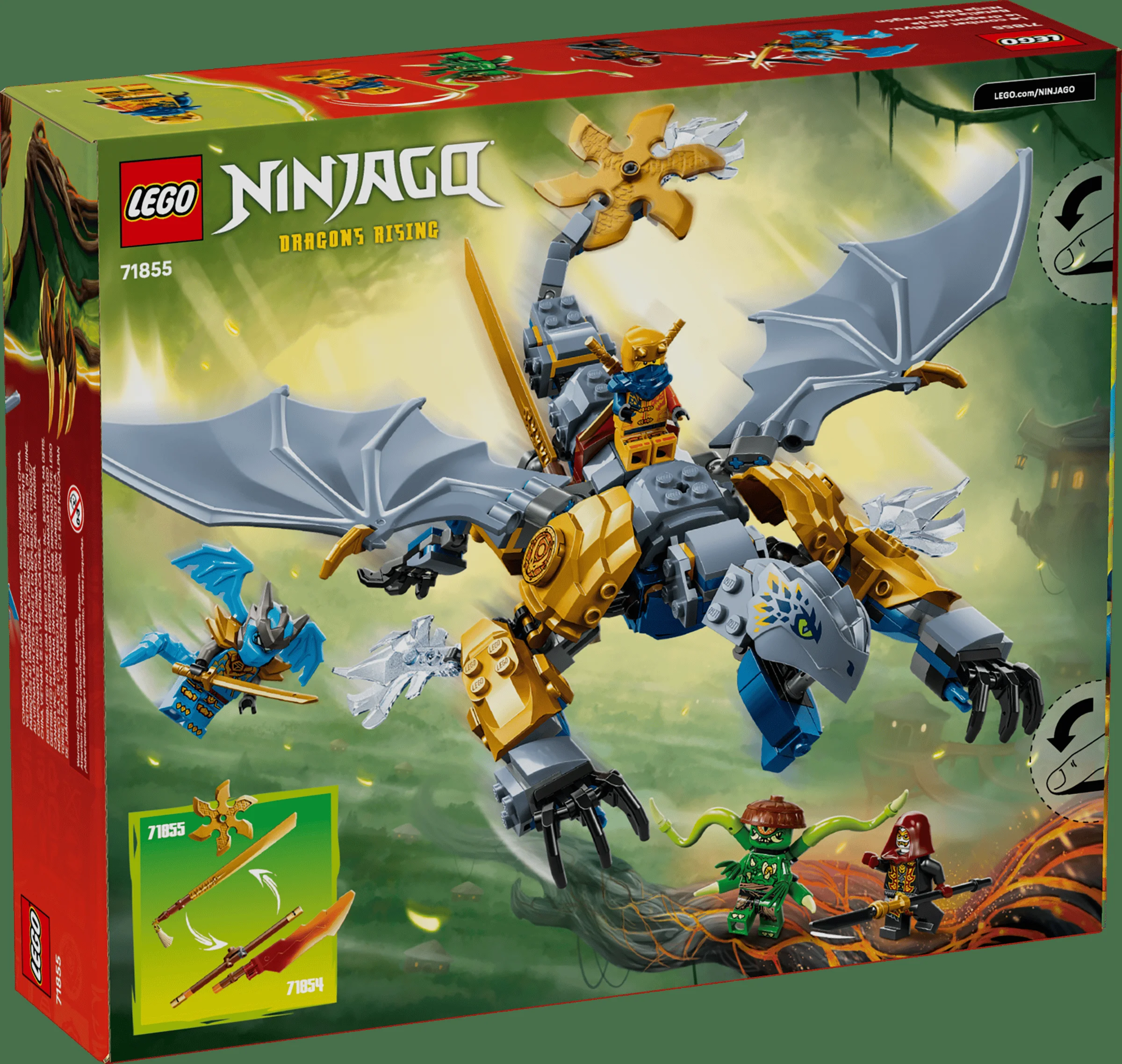 Cutia setului LEGO Ninjago 71855, ce prezintă dragonul Riyu în zbor și minifigurinele.