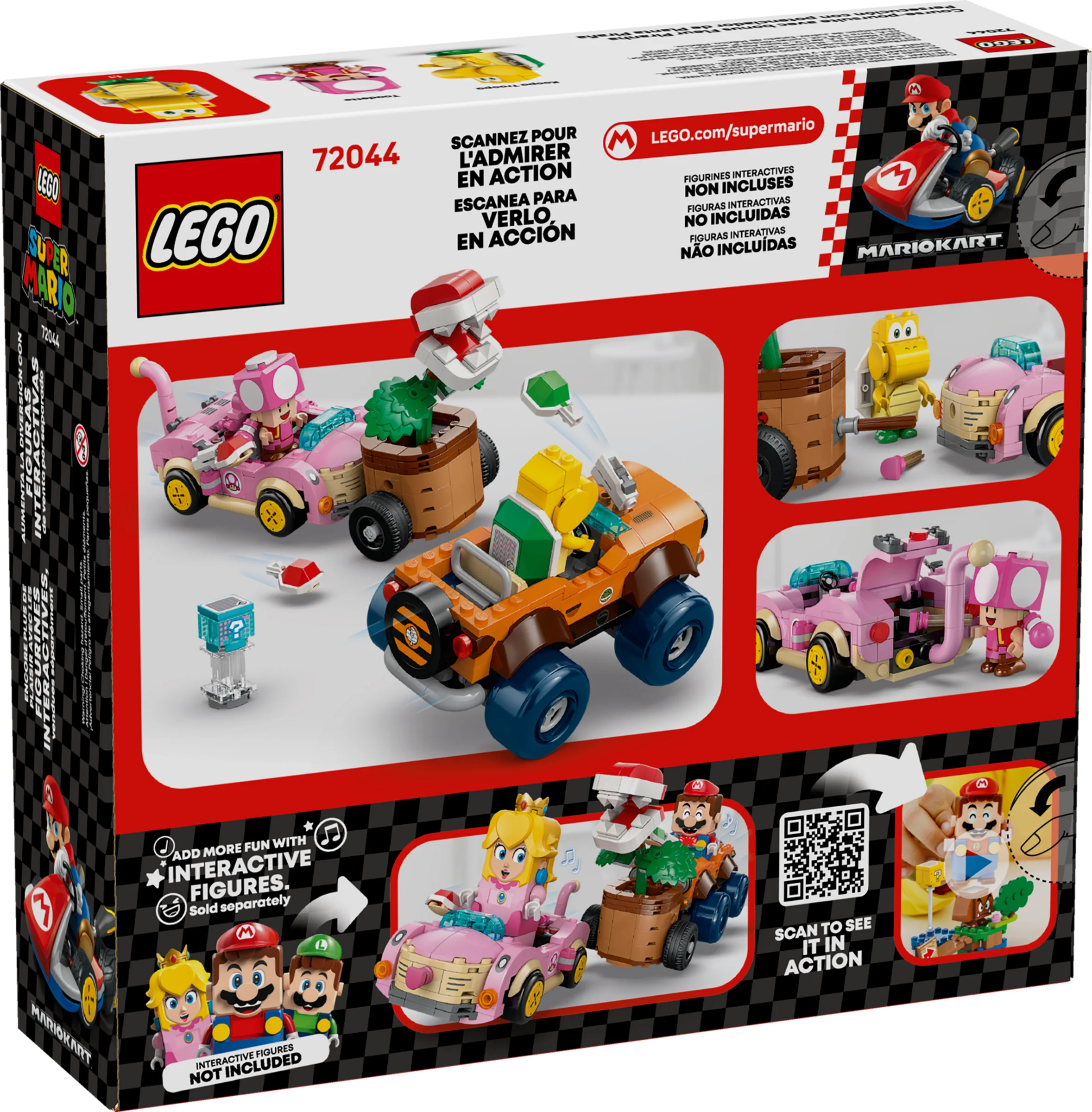 Cutia LEGO 72044 prezintă modelele construibile și funcțiile interactive ale setului.