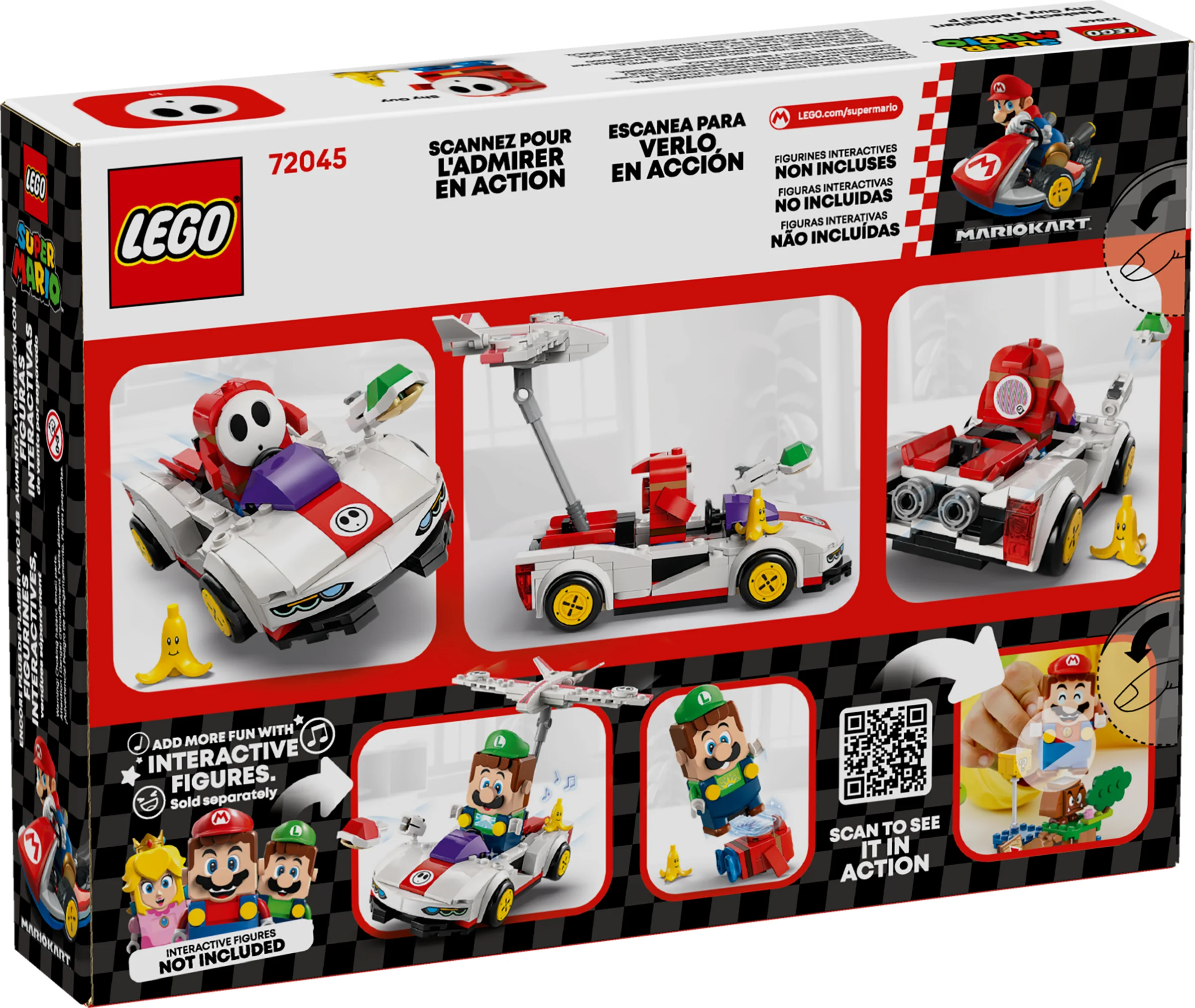Cutia setului LEGO 72045, ce prezintă modelul Shy Guy & P-Wing și compatibilitatea cu alte figurine.