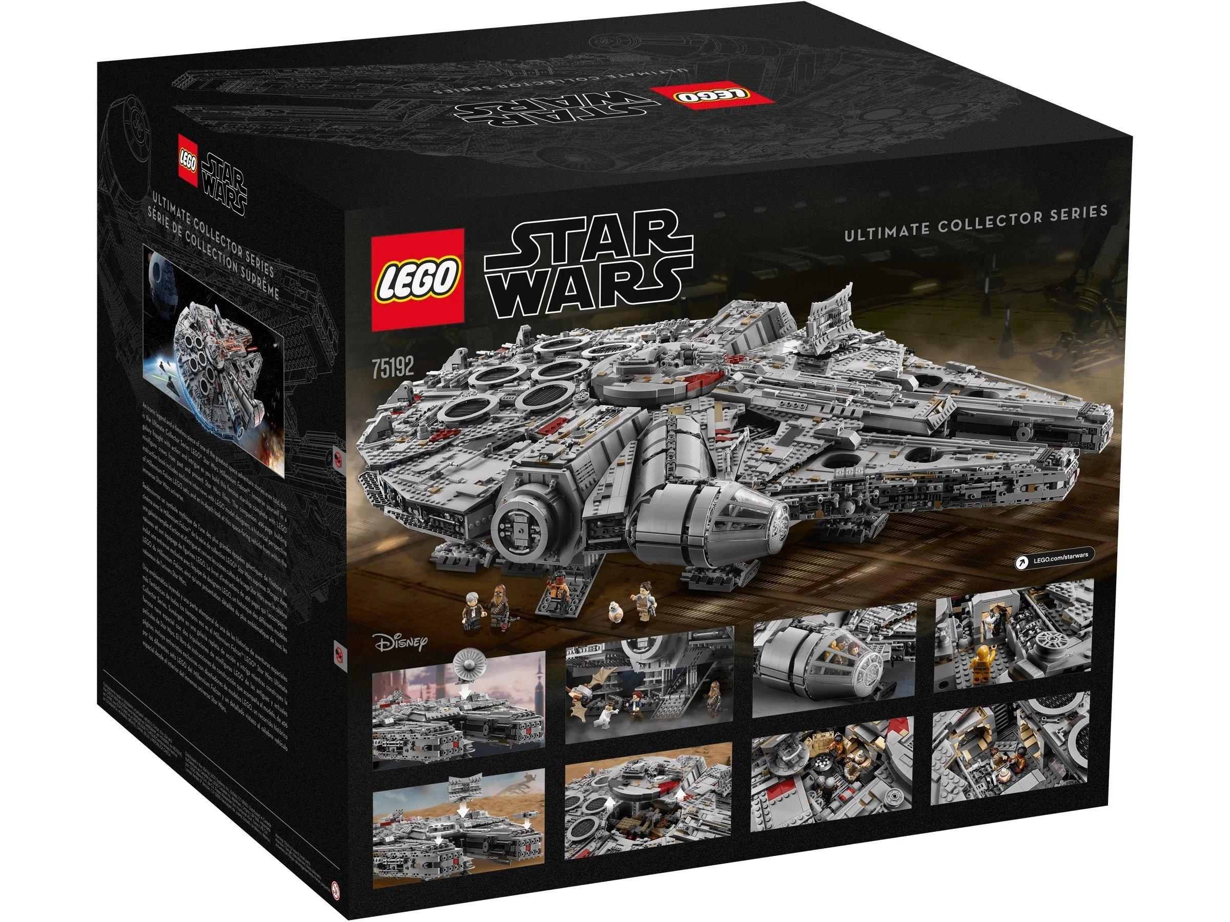 Cutie LEGO 75192 Millennium Falcon, ediție colecție. Imagine detaliată, perfectă pentru fani.