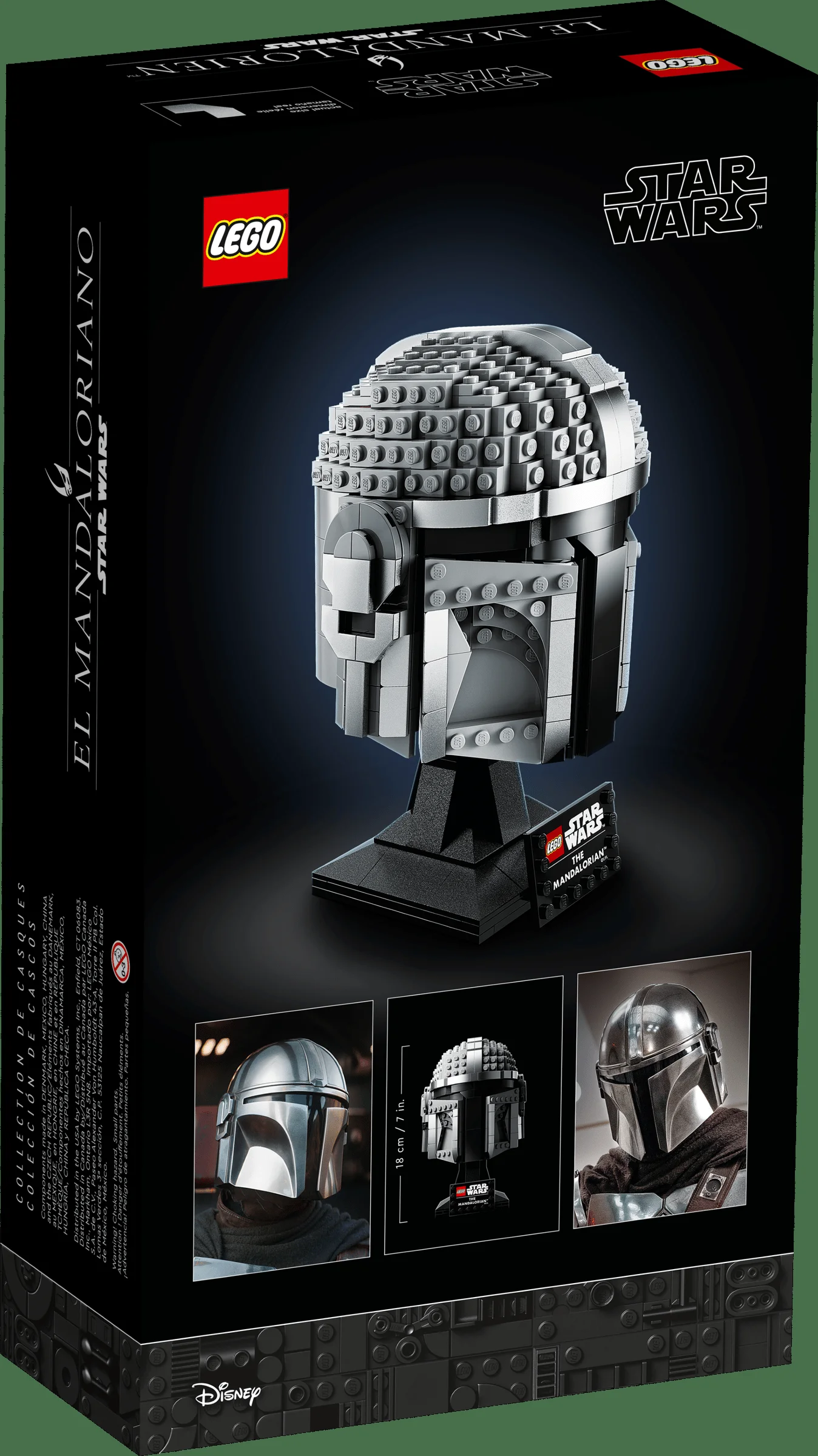 Cutie cu casca Mandaloriană LEGO Star Wars, detaliată și atractivă.
