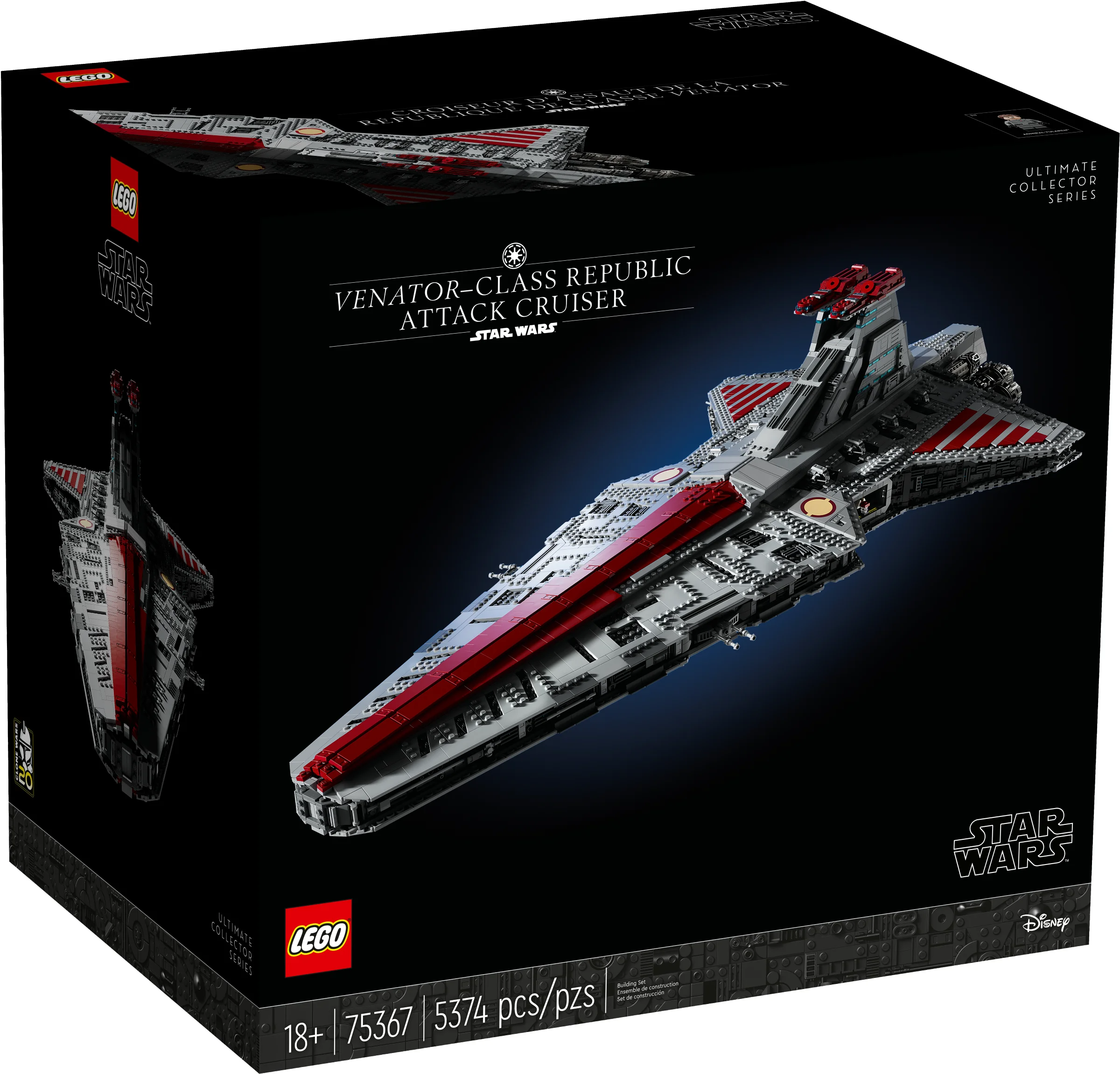 Cutia setului LEGO 75367, cu nava Venator Republic Attack Cruiser prezentată.