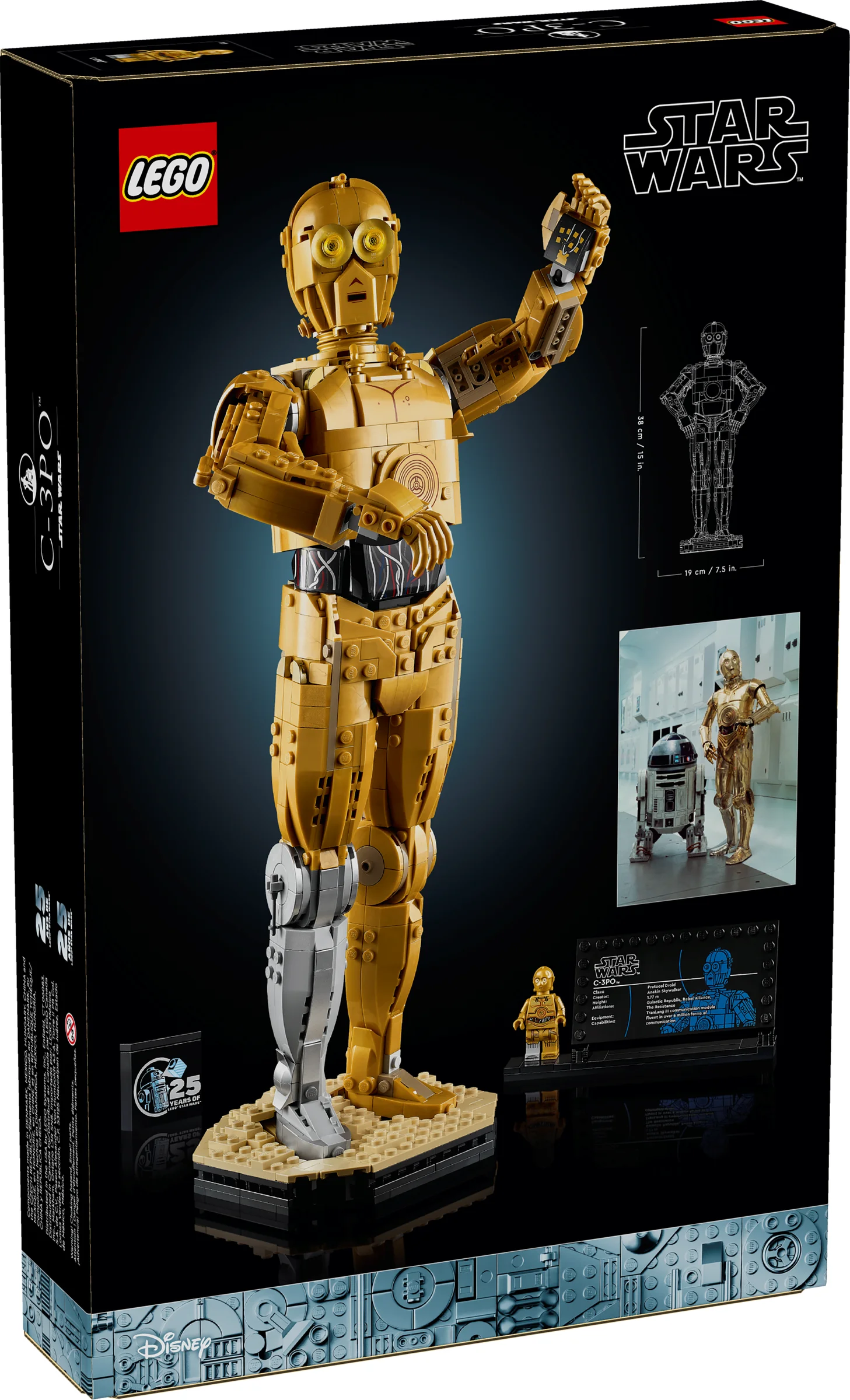 Cutia LEGO Star Wars 75398 C-3PO prezintă modelul, minifigurina și detalii despre personaj.