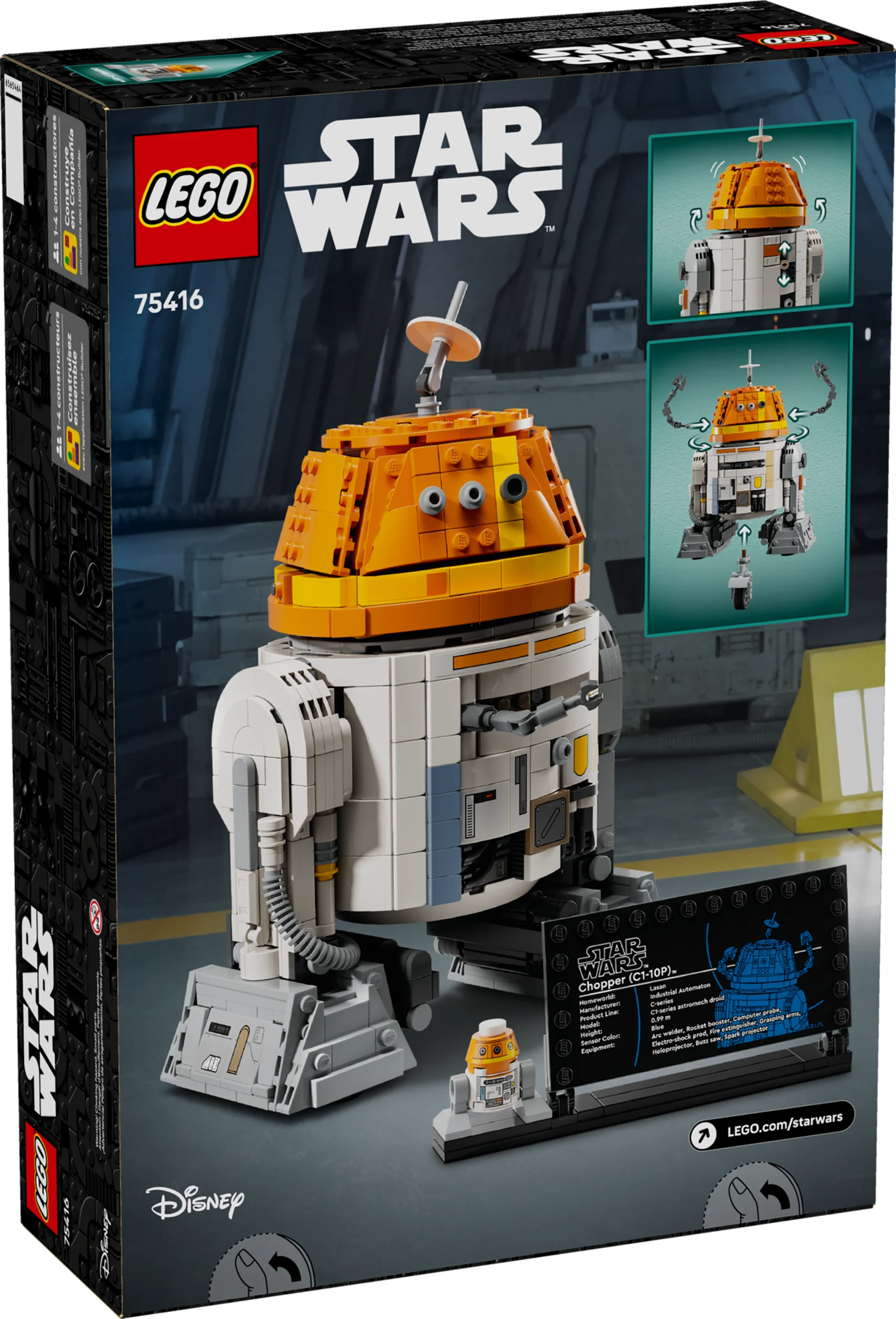 Cutie LEGO 75416 cu modelul Chopper (C1-10P) Star Wars, prezentând detalii și funcții. O jucărie distractivă!