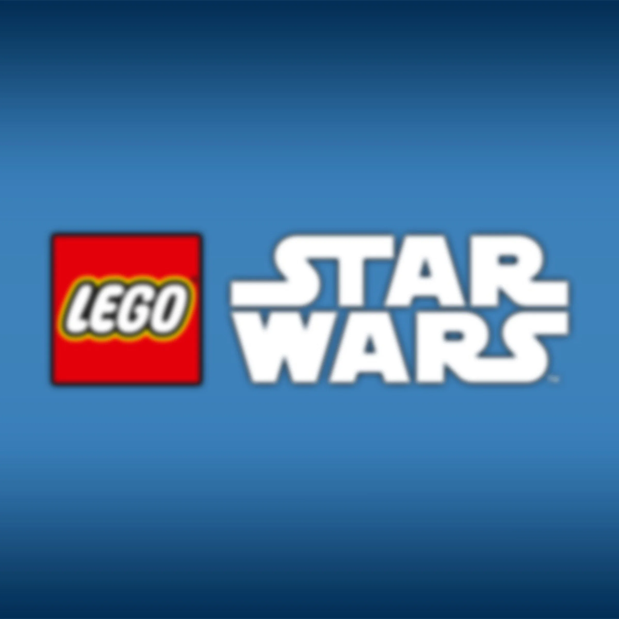 Logo-urile LEGO și Star Wars pe un fundal albastru, ușor încețoșate.