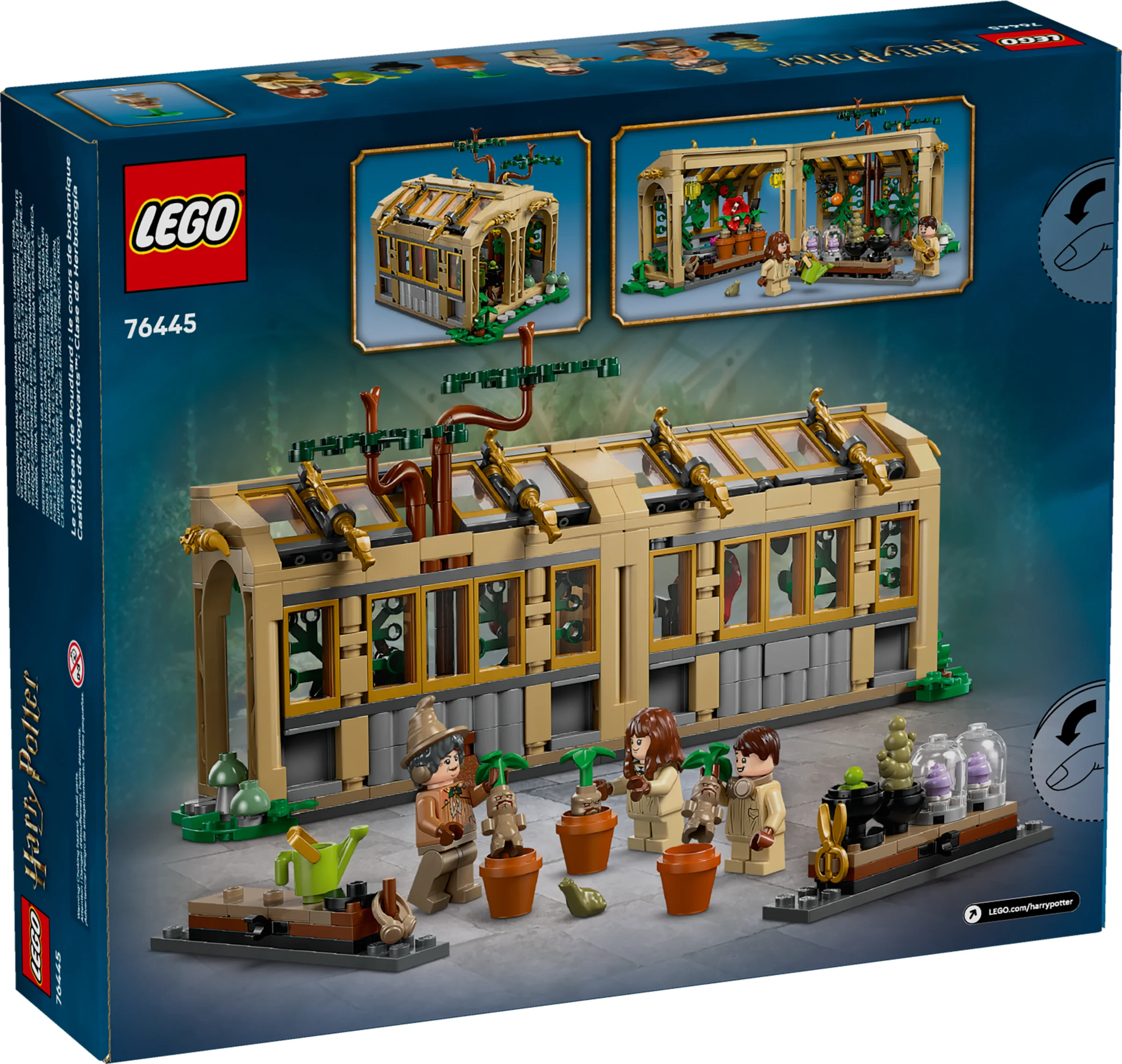 Imagine cu cutia setului LEGO Harry Potter 76445: Hogwarts Castle: Herbology Class.