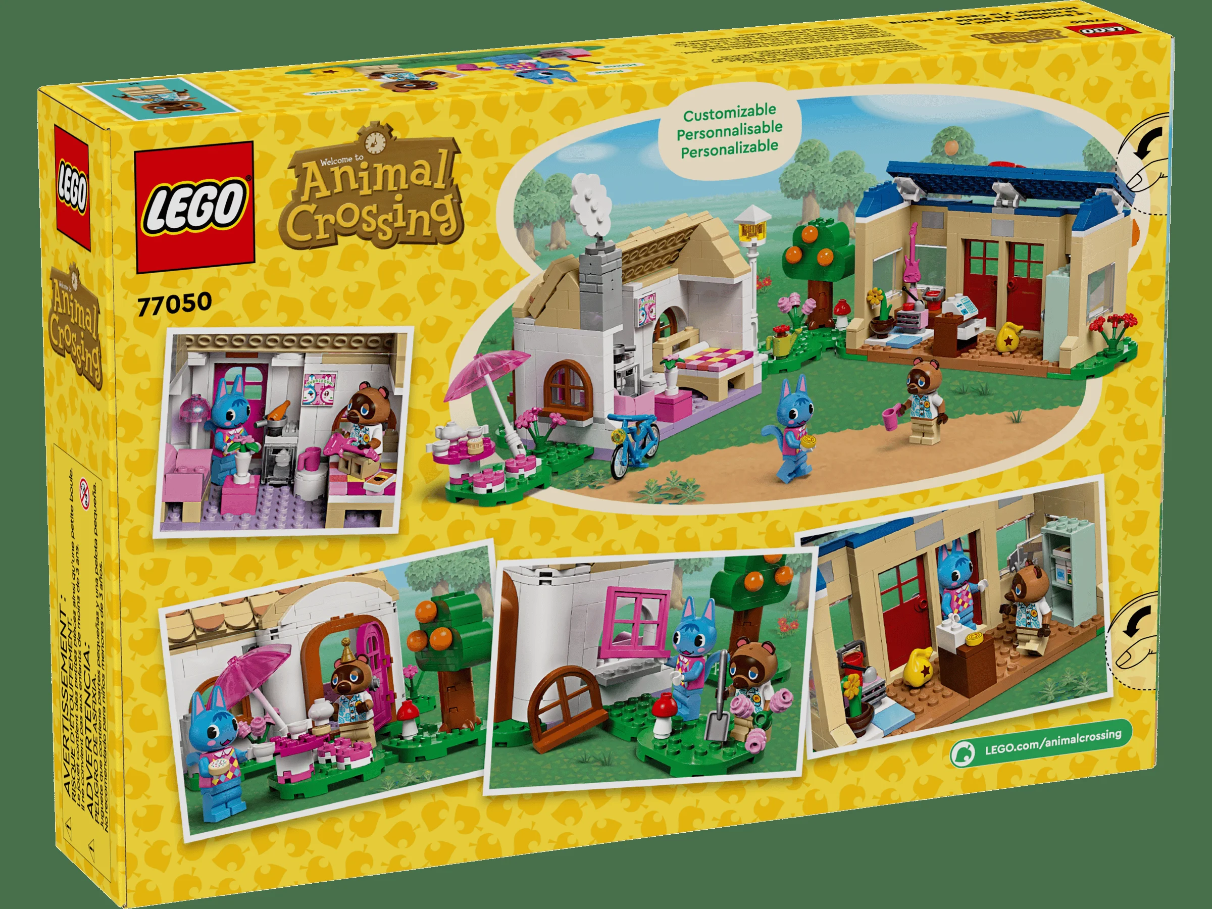 Spatele cutiei LEGO 77050, cu imagini ale setului și funcțiilor sale. Set detaliat.