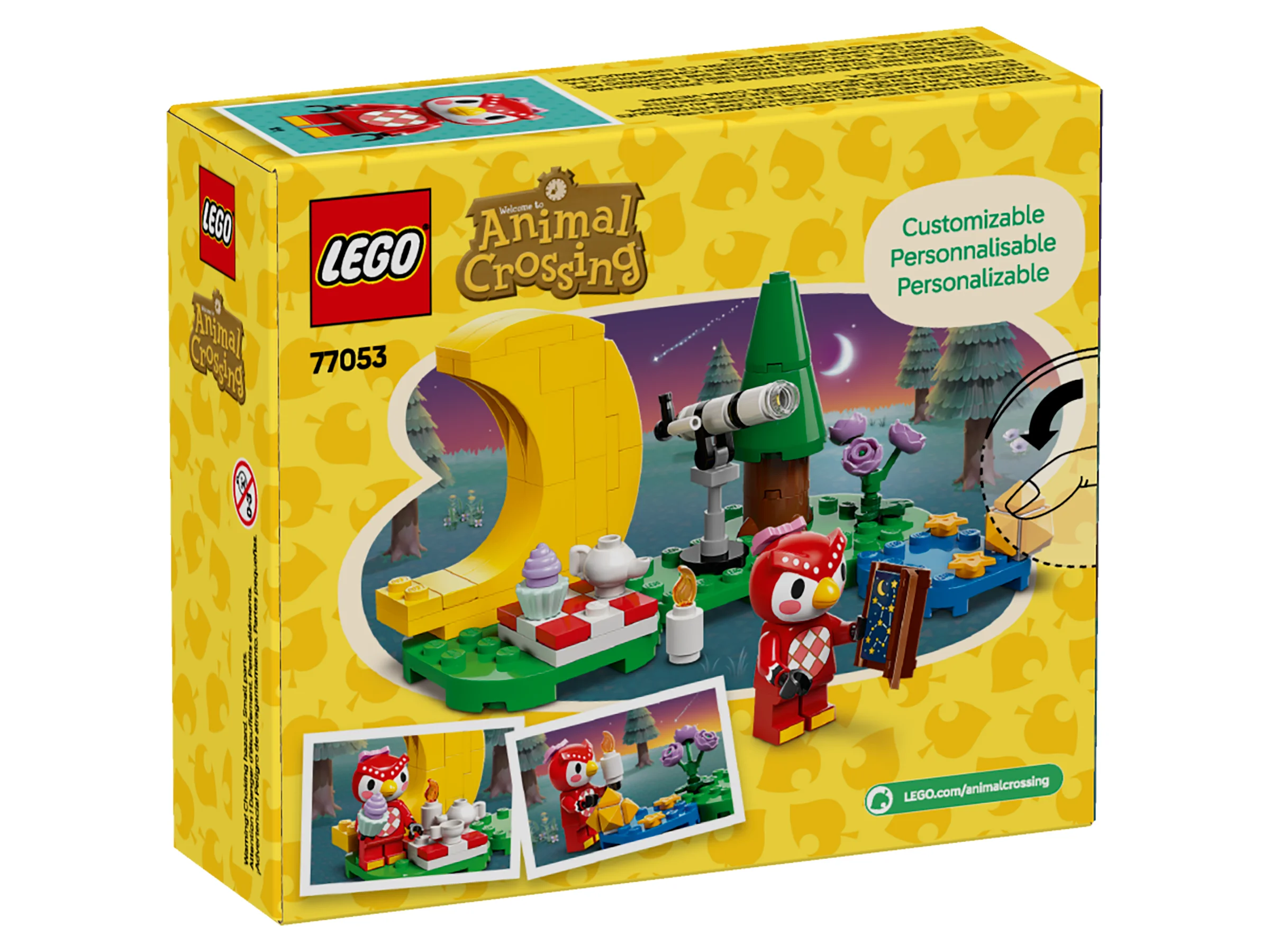 Imagine cu cutia setului LEGO 77053 „Stargazing with Celeste”, cu scene și detalii ale modelului.