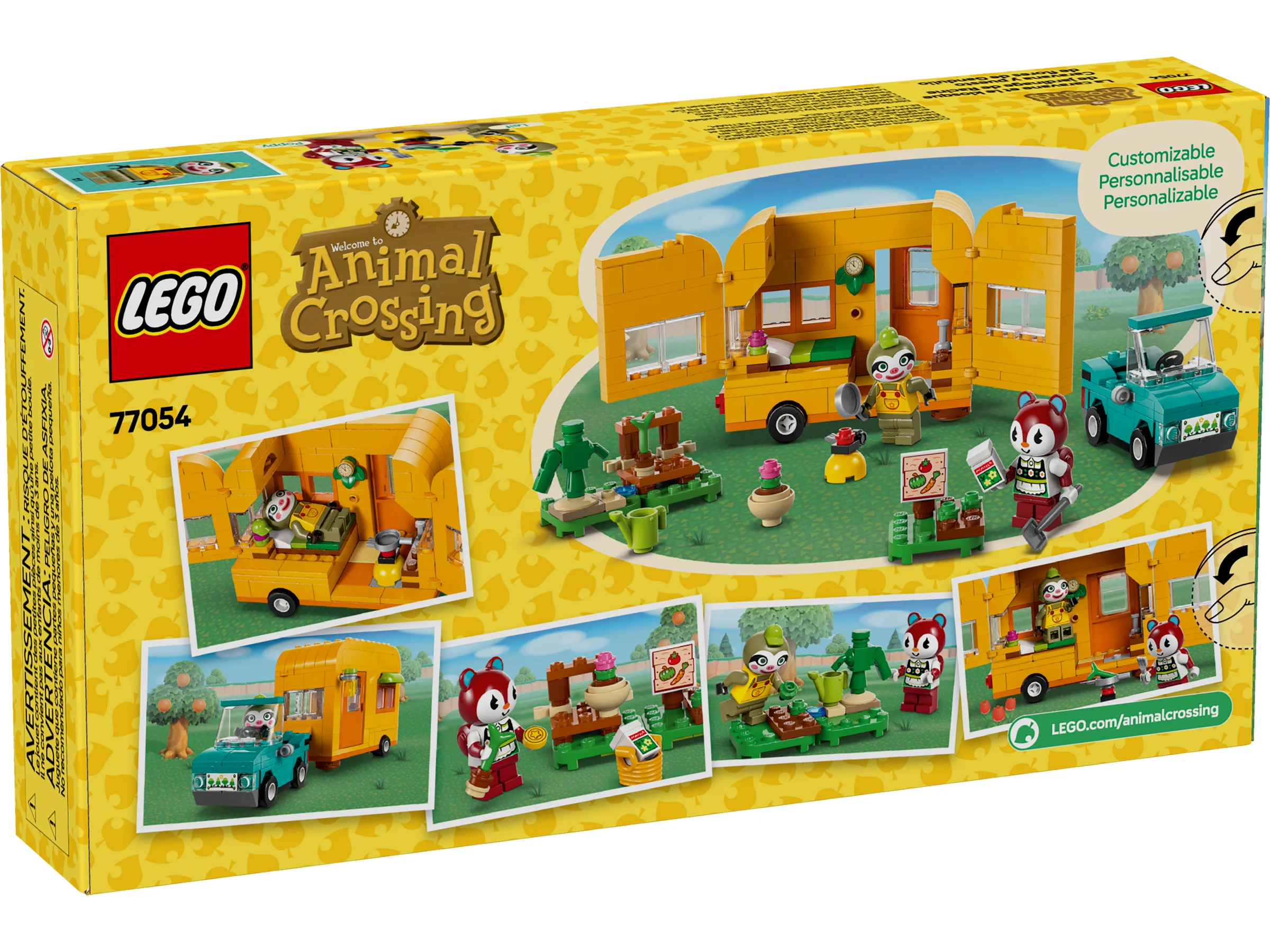 Cutia LEGO 77054, Leif's Caravan & Garden Shop, cu imagini ale setului asamblat.