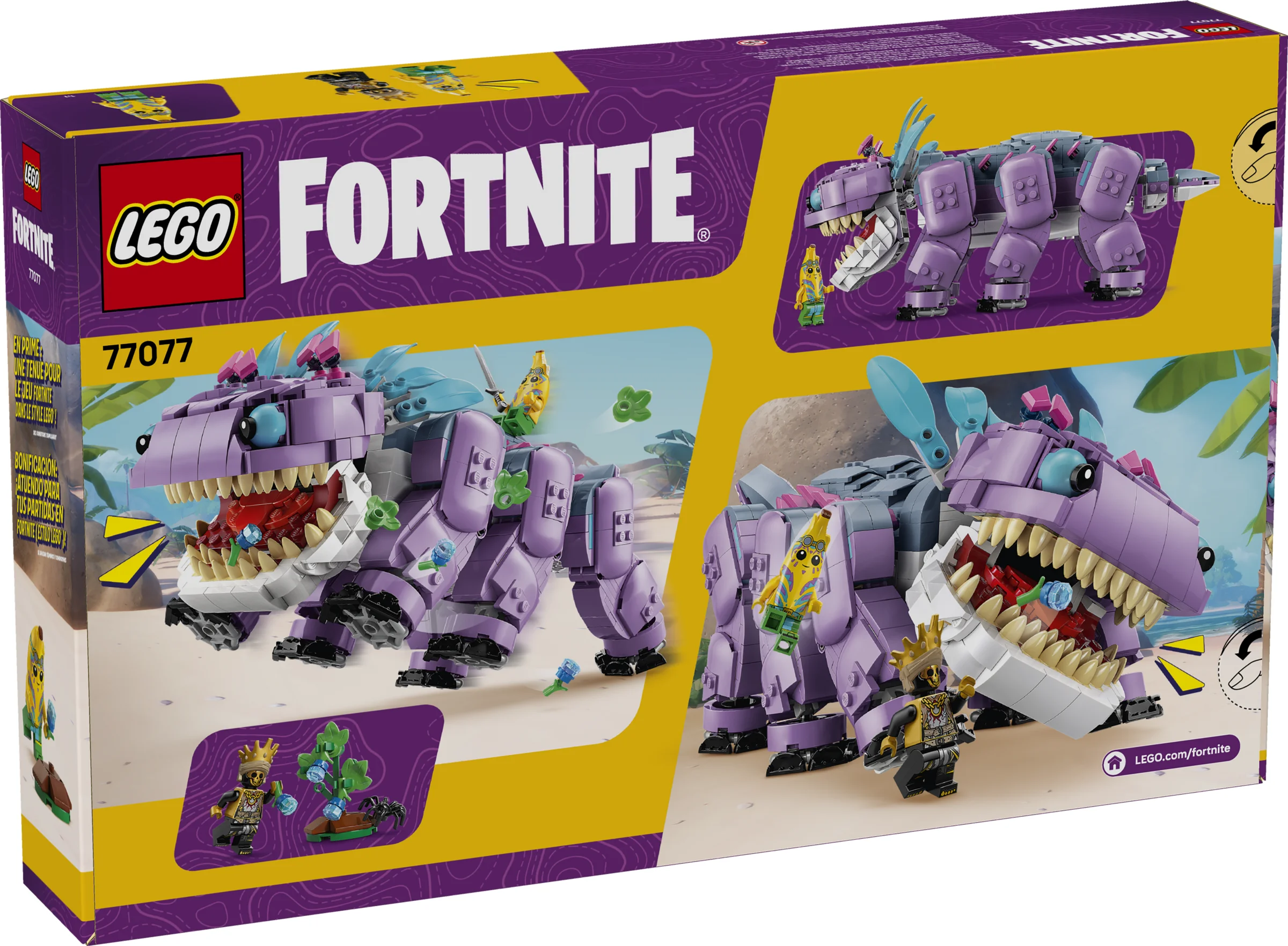 Cutie LEGO Fortnite 77077 Klombo. Imagine cu modelul și minifigurinele incluse.