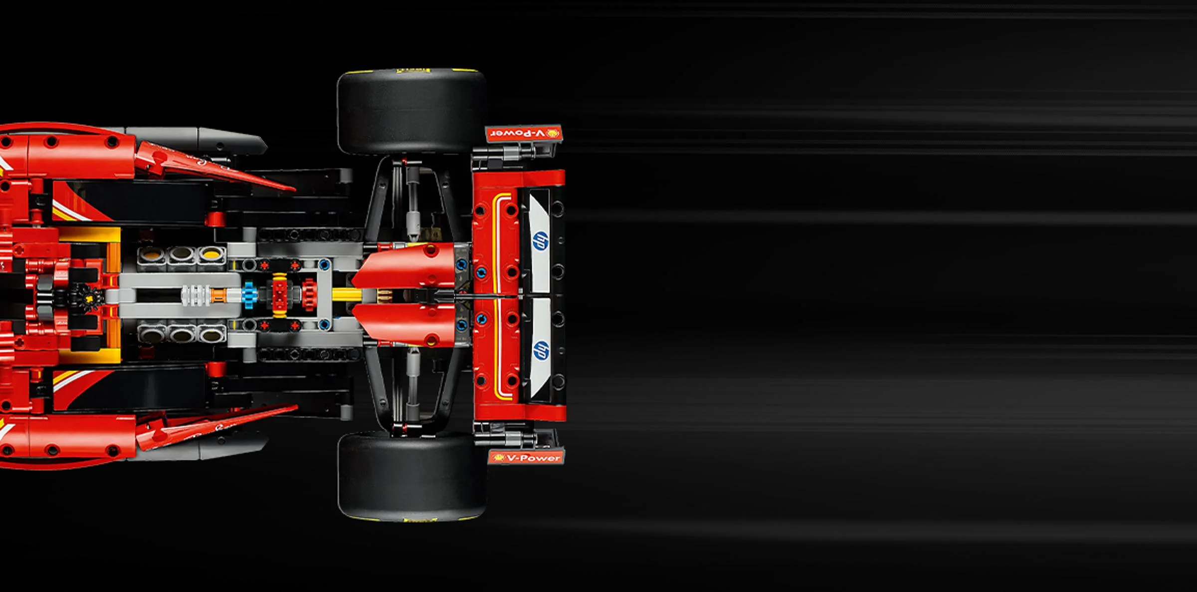Detaliu superior al mașinii Ferrari SF-24 F1, evidențiind complexitatea construcției Technic.