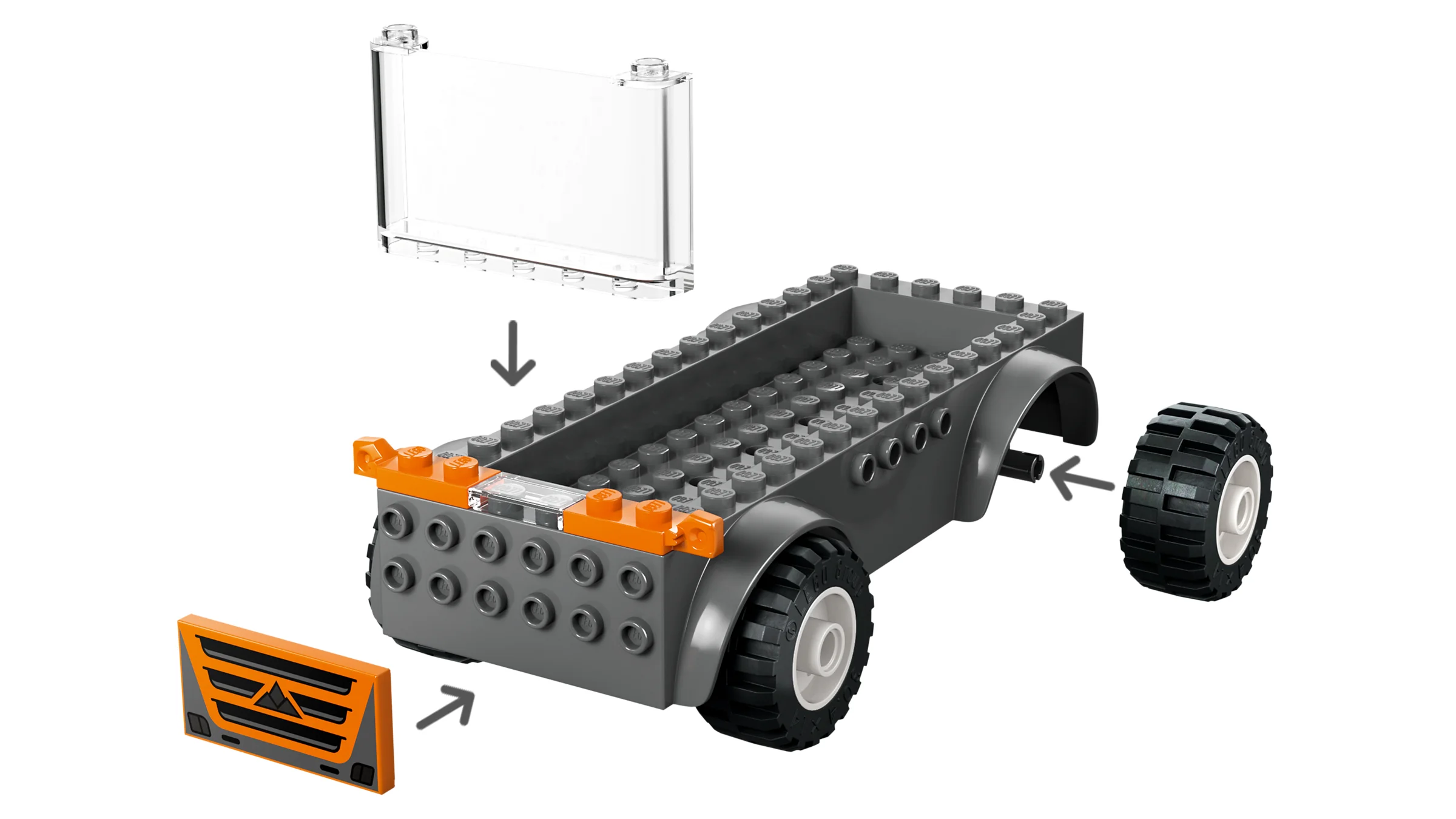 Instrucțiuni de asamblare a remorcii transportatorului de motociclete LEGO City.