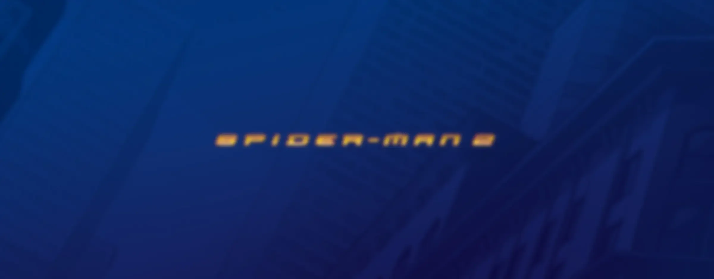 Poster promoțional neclar cu titlul filmului Spider-Man 2, pe fundal albastru.
