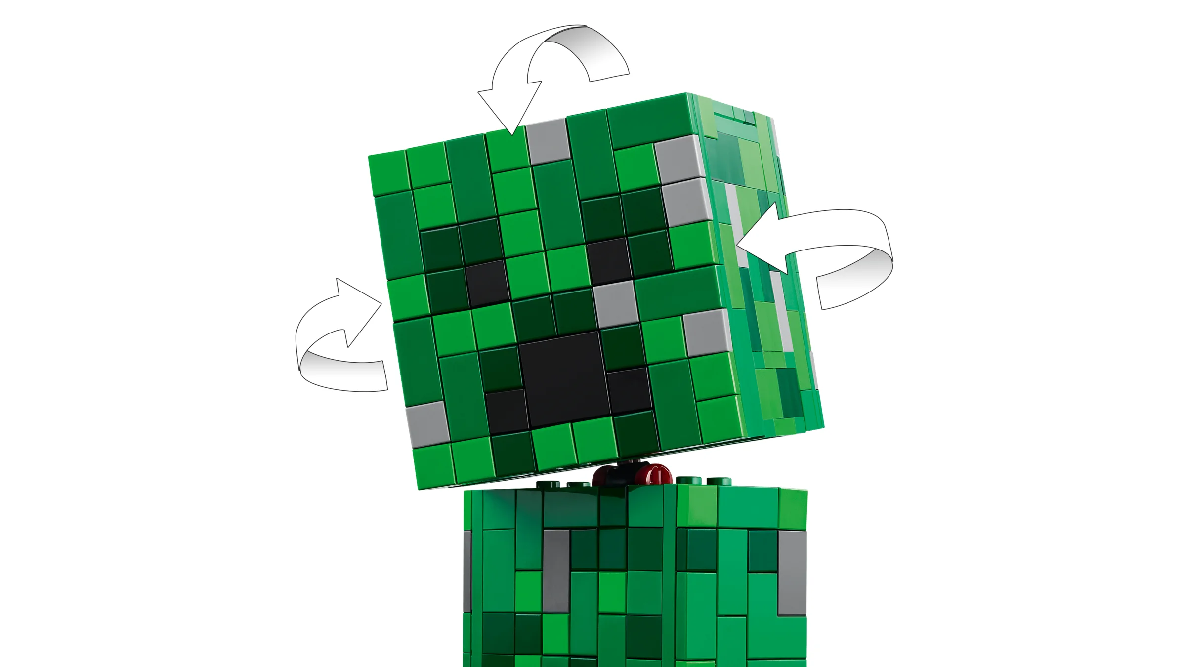 Creeperul LEGO Minecraft 21276 cu cap rotativ. Un model interactiv și detaliat.