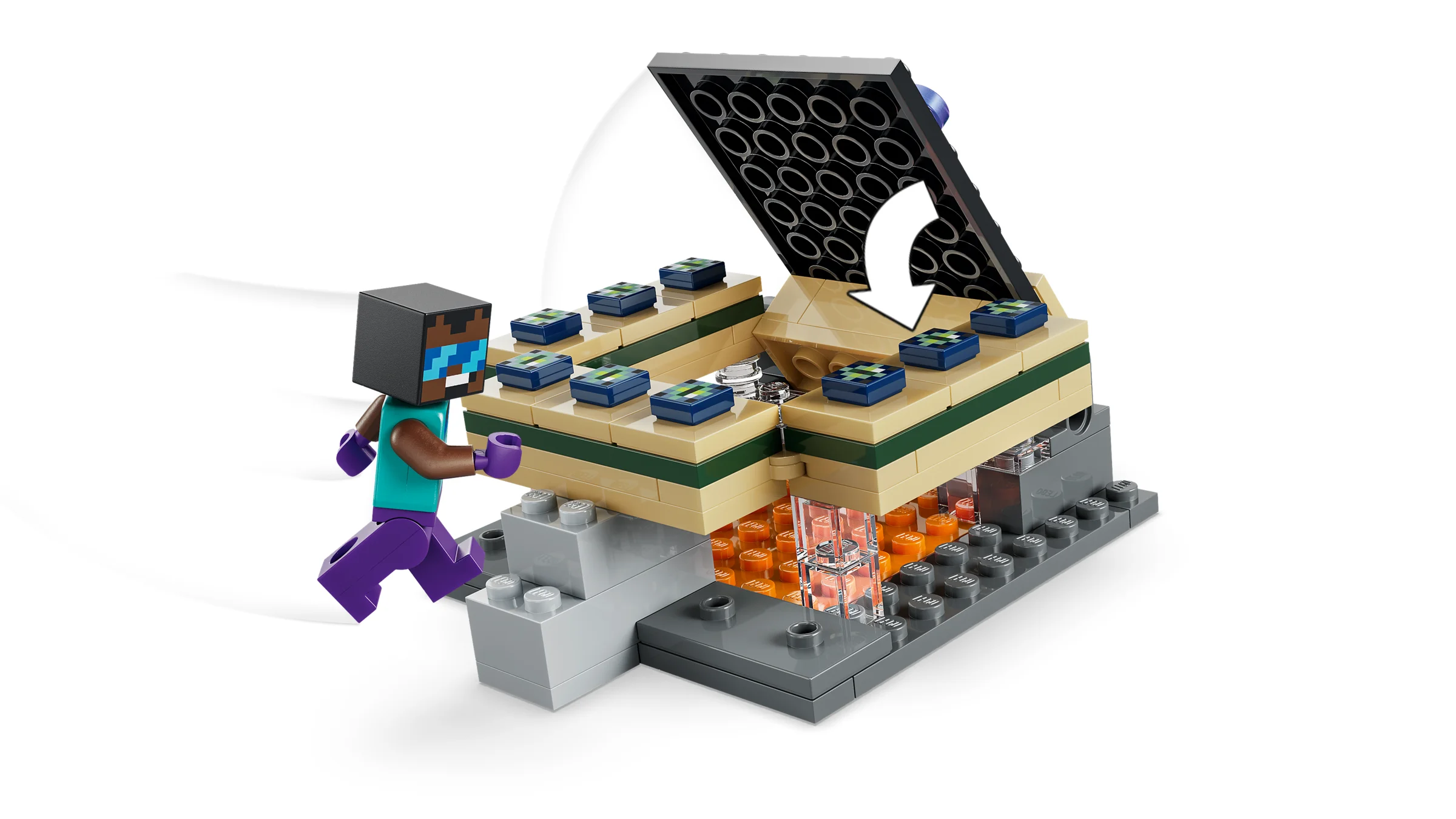 Prezentare a mecanismului portalului Nether și End din LEGO Minecraft.