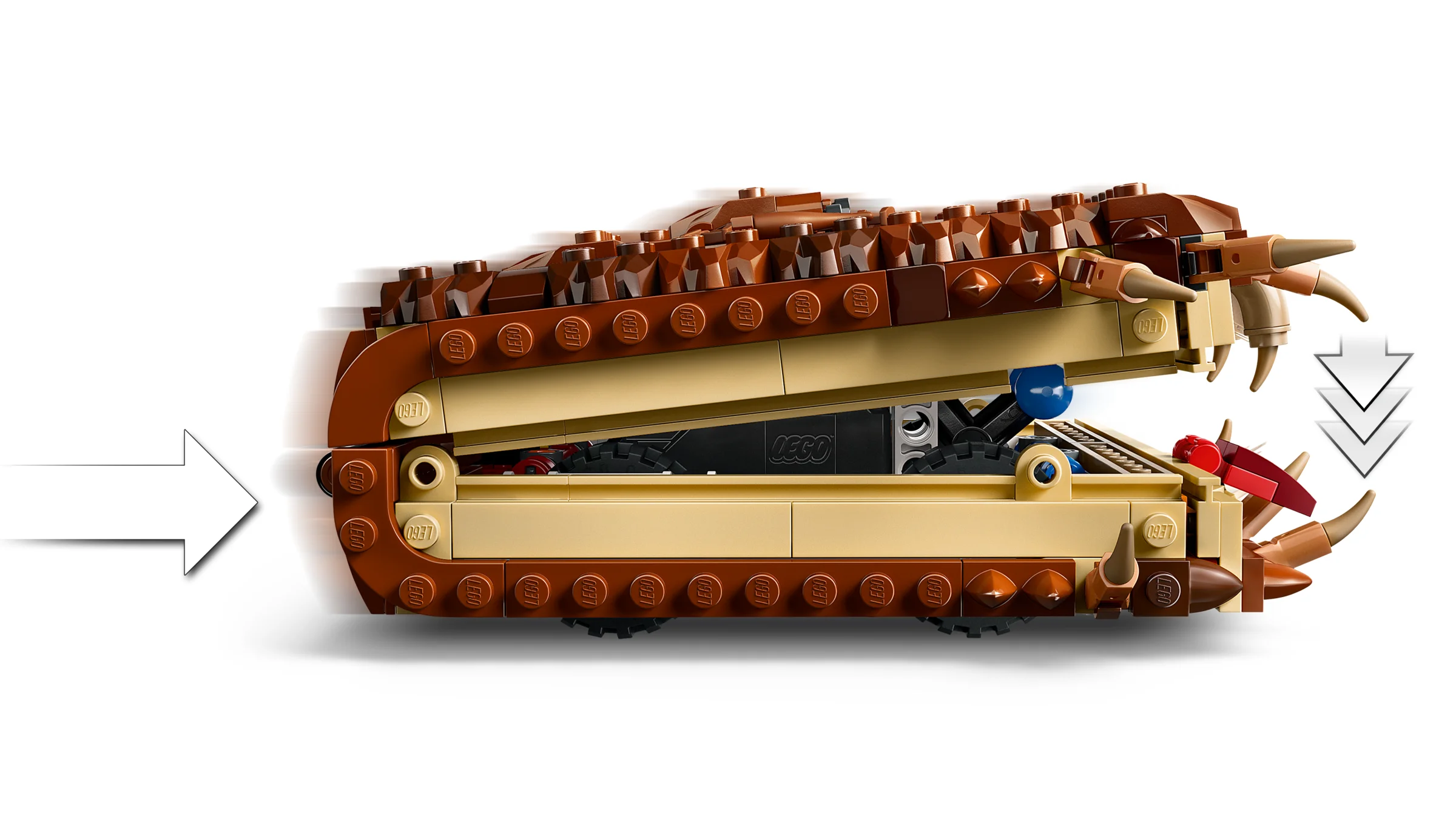 Imagine cu Monster Book of Monsters LEGO (76449), detaliu mecanismul de mișcare.