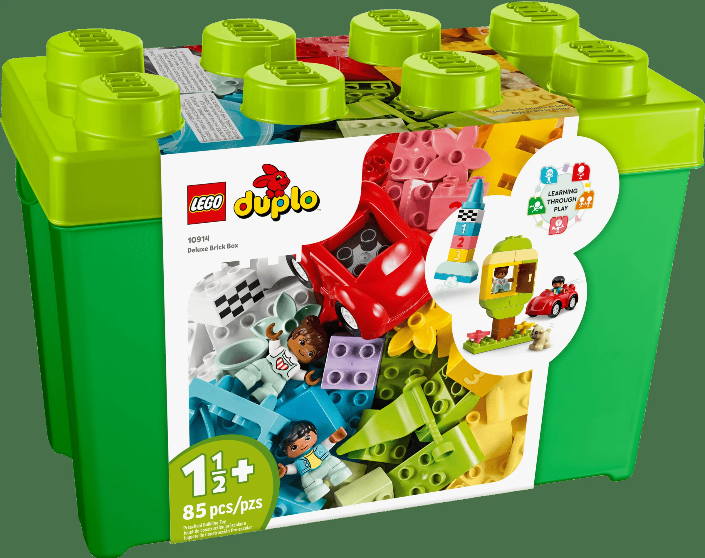Imagine cu setul LEGO Duplo 10914, o cutie de cărămizi deluxe, ideală pentru copii mici.