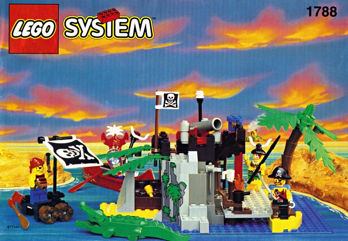 Setul LEGO 1788 Treasure Chest din seria Pirates include o barcă, pirați și o ladă cu comori