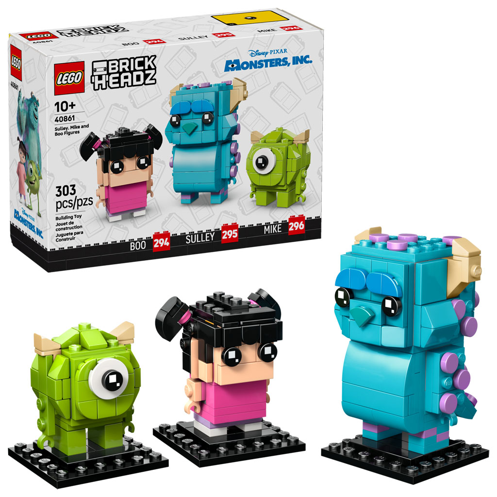 LEGO dezvăluie noul set BrickHeadz Disney Monsters Inc. 40861: Sulley, Mike și Boo în variantă de colecție