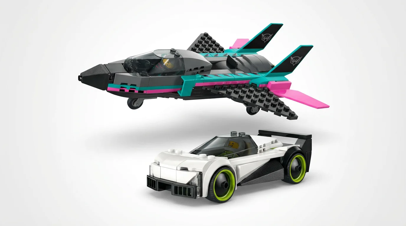 LEGO 60489 Jet vs. Car - setul complet construit