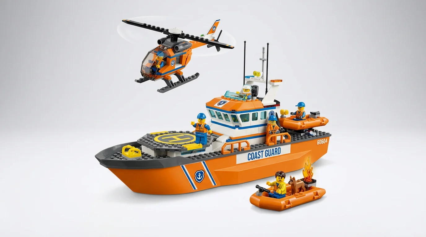 LEGO 60504 City Barcă de Salvare a Gărzii de Coastă - setul complet construit