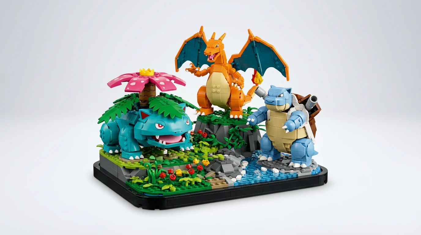 LEGO 72153 Recenzie LEGO 72153 Venusaur, Charizard și Blastoise - setul complet construit