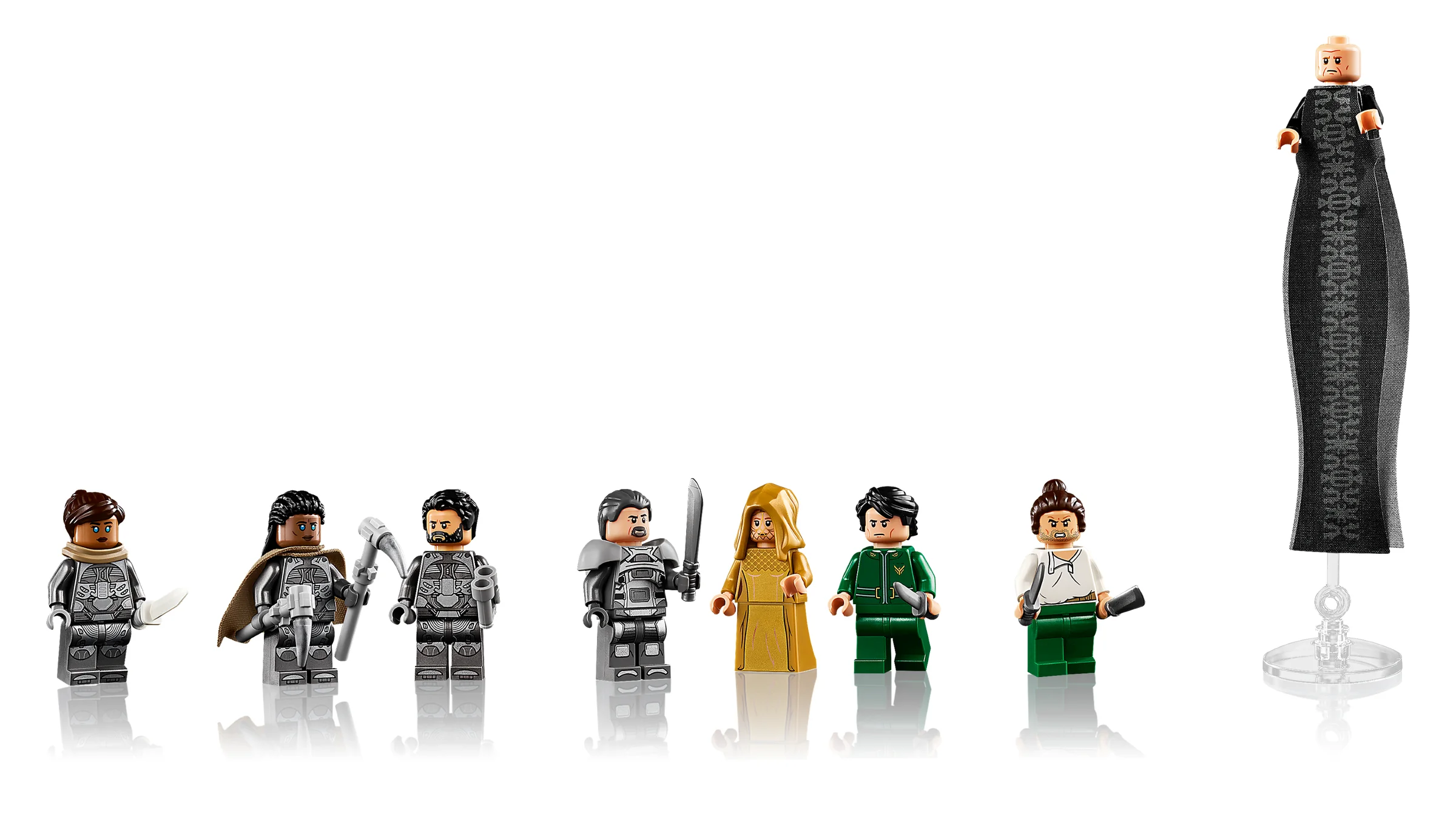 Prezentare detaliată a minifigurinelor din setul LEGO Dune Atreides Royal Ornithopter.