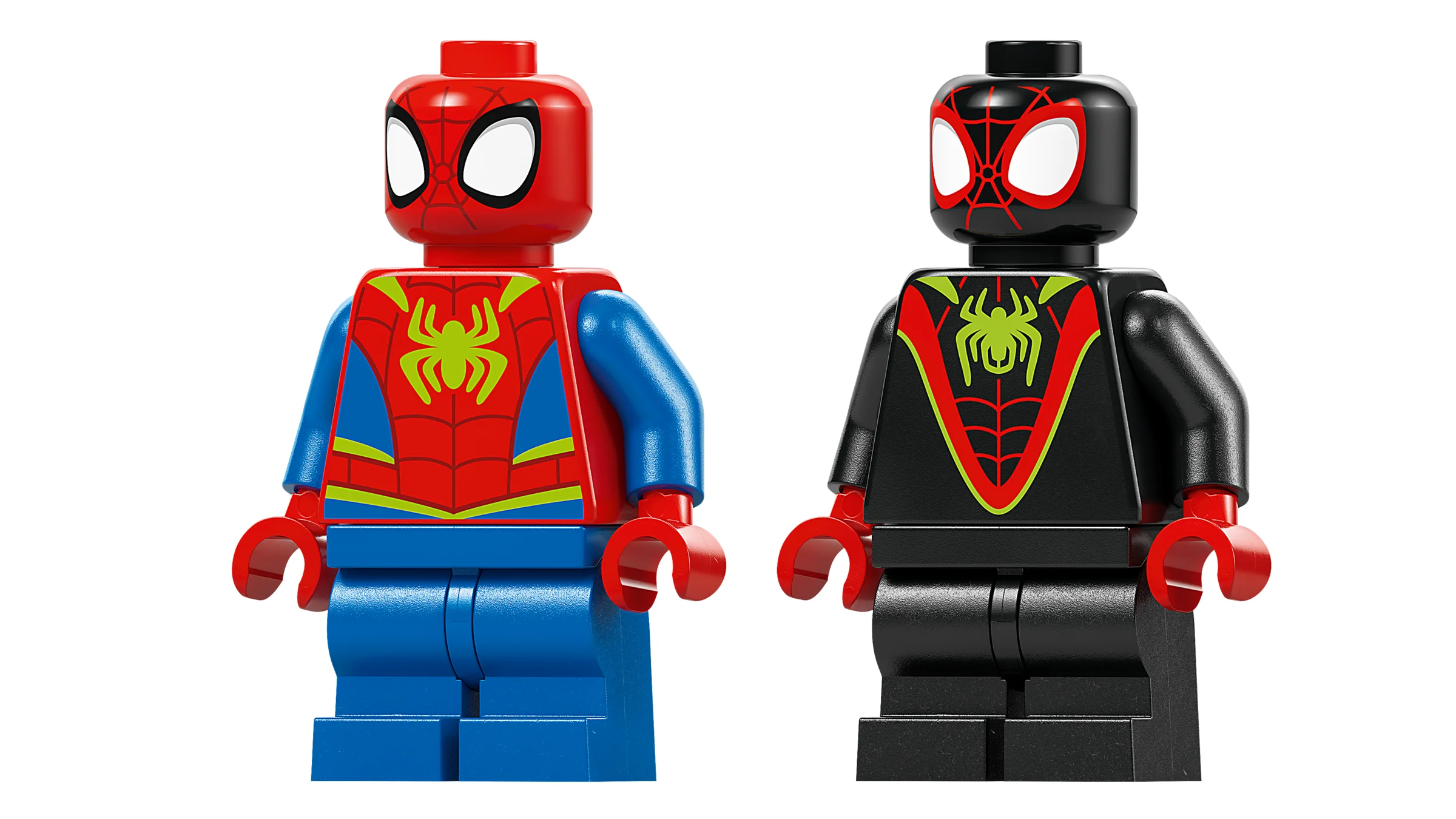 Imagine cu minifigurinele Omul Păianjen și Miles Morales din setul LEGO 11199.