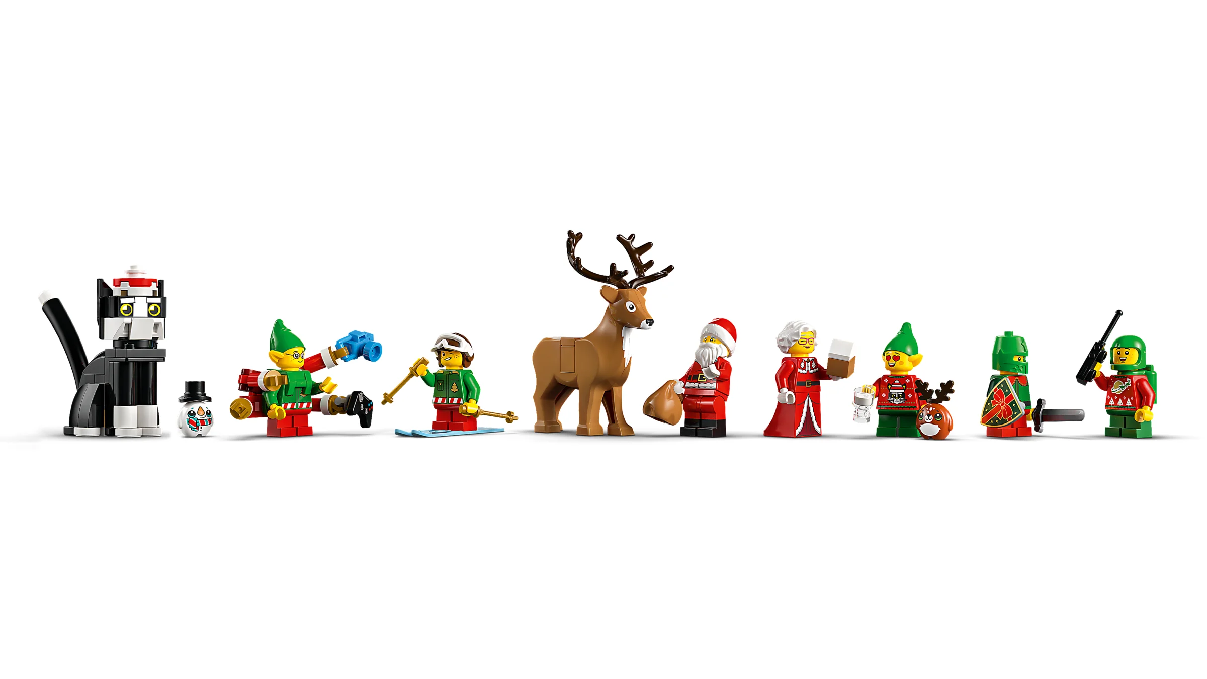 Imagine cu toate figurinele și detaliile setului de Crăciun LEGO 41843.