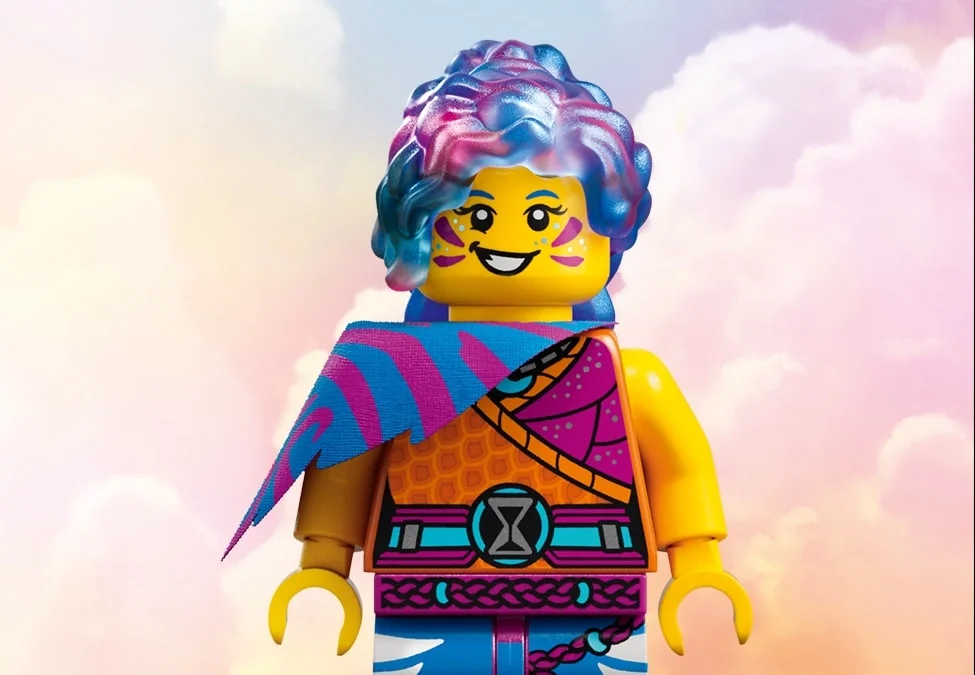 Imagine cu minifigurina LEGO Z-Blob din setul Castelul Nocturnia, cu detalii vestimentare.