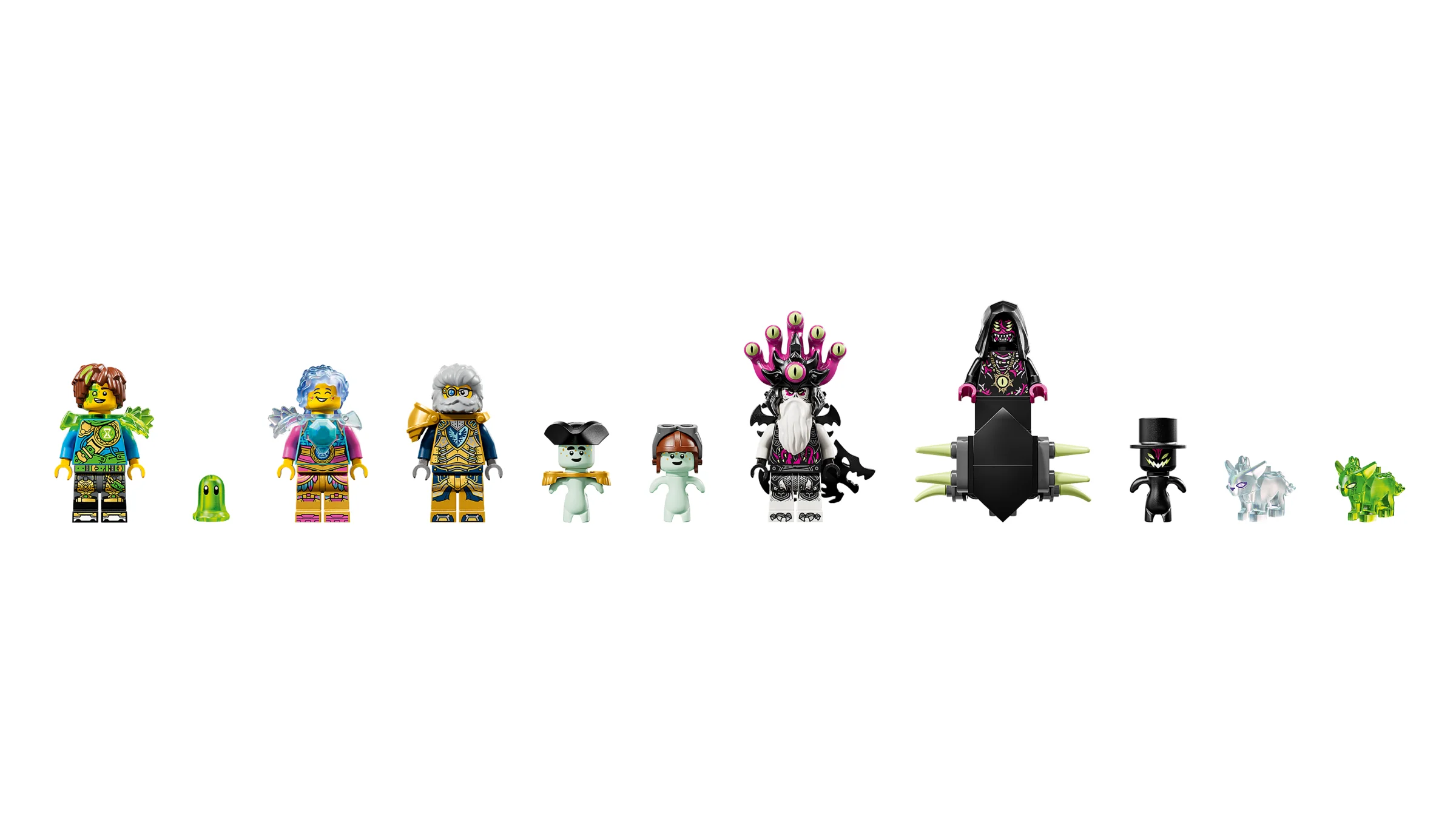 Prezentare detaliată a minifigurinelor și creaturilor din setul LEGO Dreamzzz.