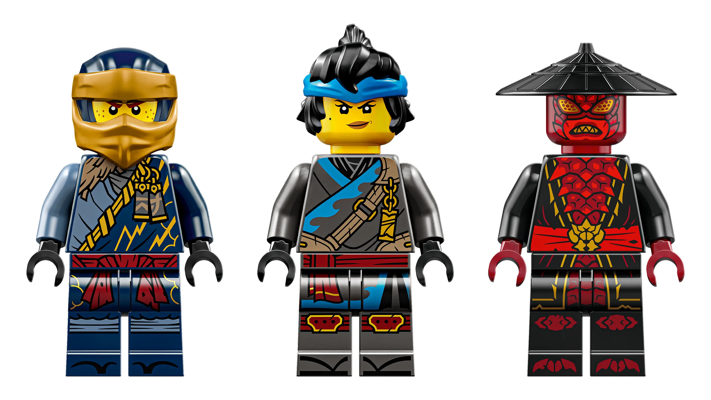 Prezentare a celor trei minifigurine LEGO Ninjago din setul 71840. Detalii precise.